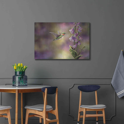 Luxe Metal Art 'Spring Hummingbird' by Sarah Davis, Metal Wall Art,36x24