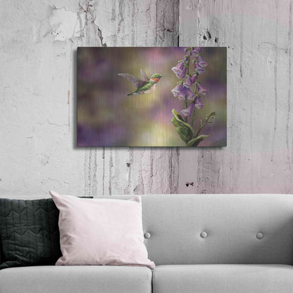 Luxe Metal Art 'Spring Hummingbird' by Sarah Davis, Metal Wall Art,36x24