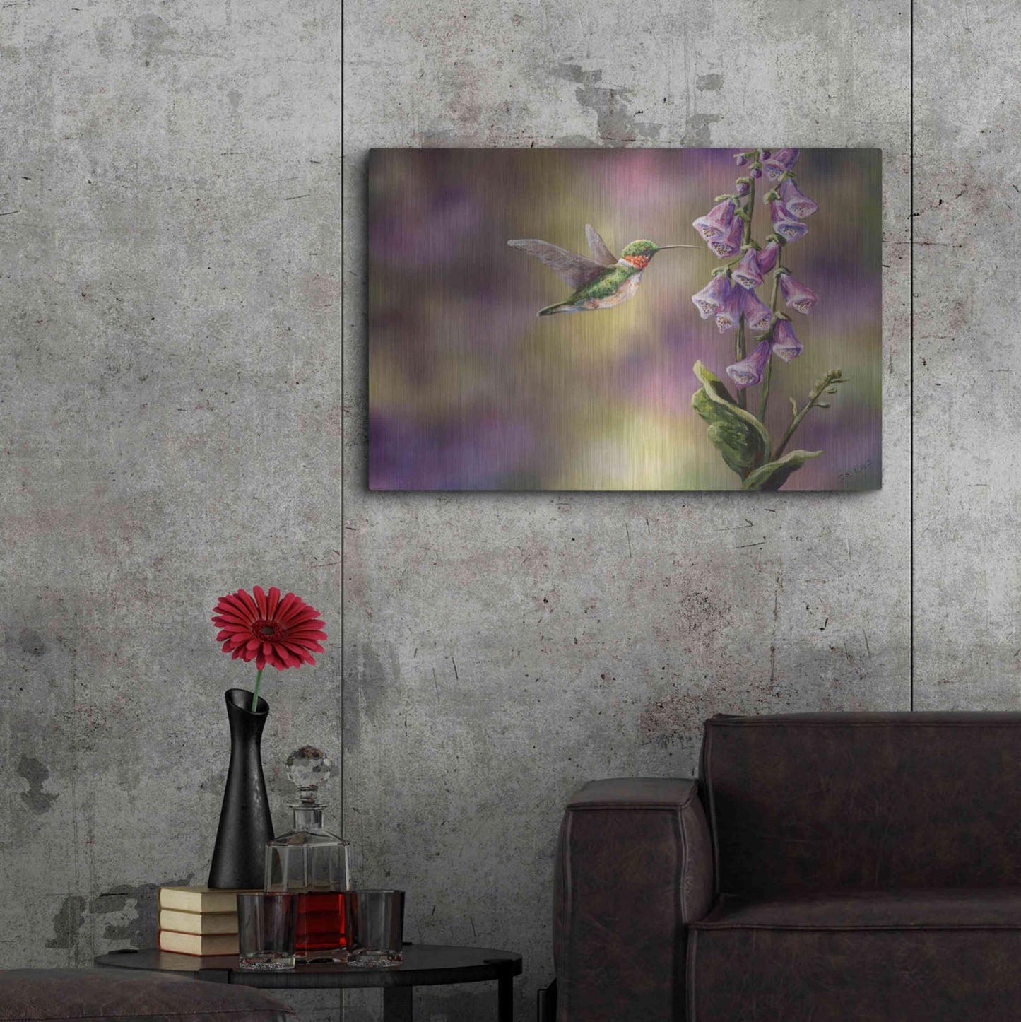 Luxe Metal Art 'Spring Hummingbird' by Sarah Davis, Metal Wall Art,36x24