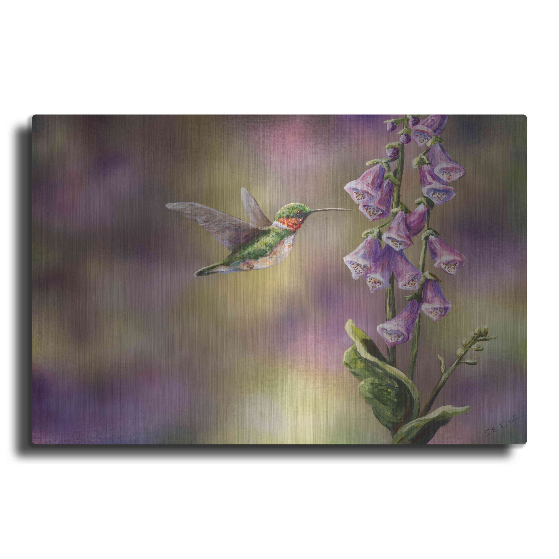 Luxe Metal Art 'Spring Hummingbird' by Sarah Davis, Metal Wall Art