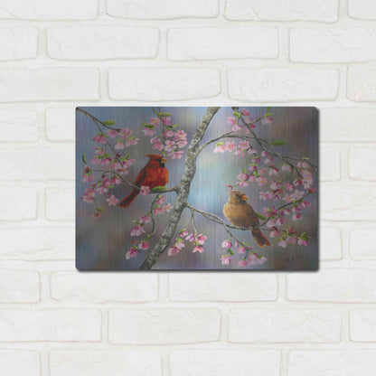 Luxe Metal Art 'Spring Cardinals' by Sarah Davis, Metal Wall Art,16x12