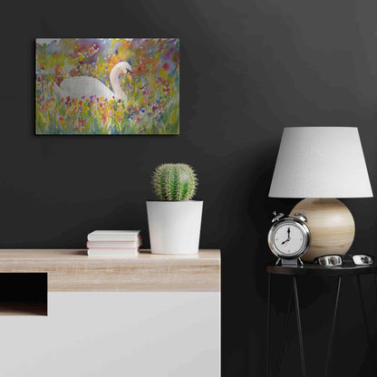 Luxe Metal Art 'Colorful Swan' by Sarah Davis, Metal Wall Art,24x16