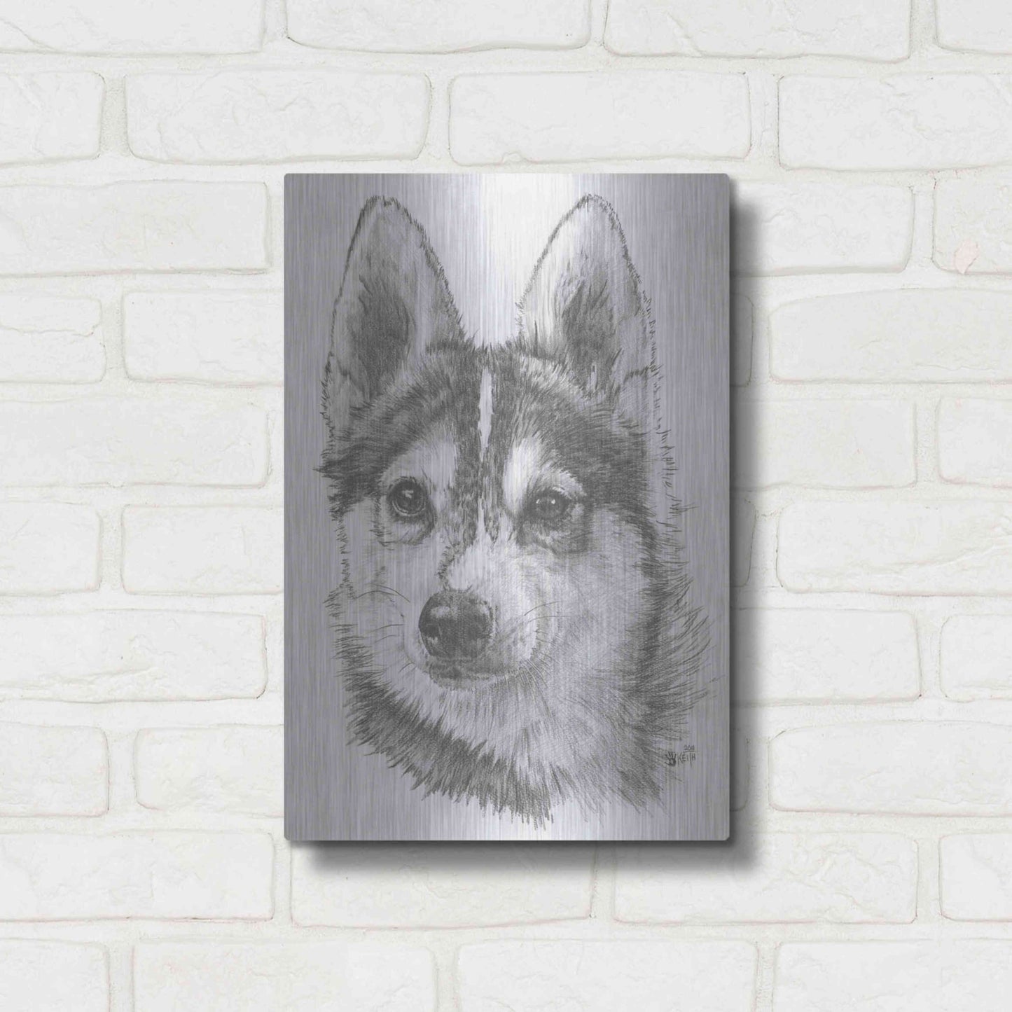 Luxe Metal Art 'Alaskan Klee Kai' by Barbara Keith, Metal Wall Art,12x16