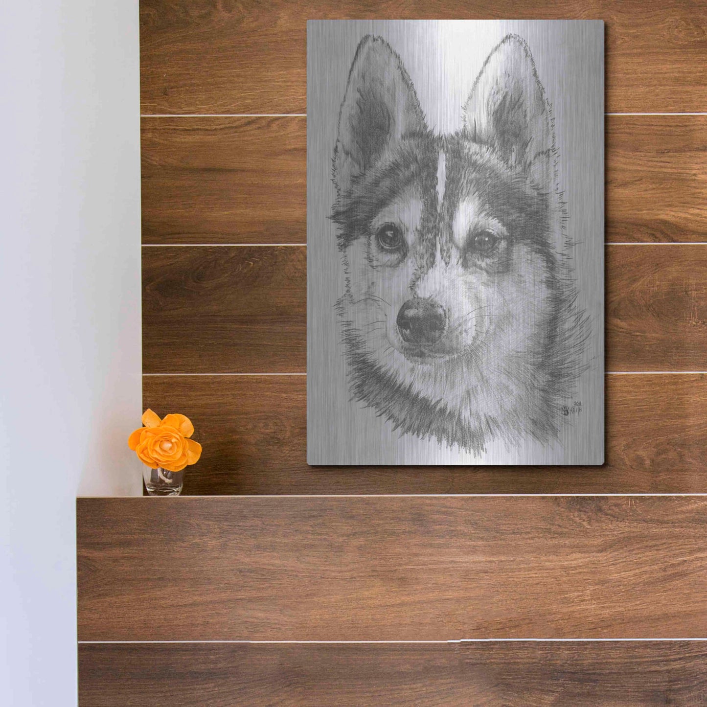 Luxe Metal Art 'Alaskan Klee Kai' by Barbara Keith, Metal Wall Art,12x16