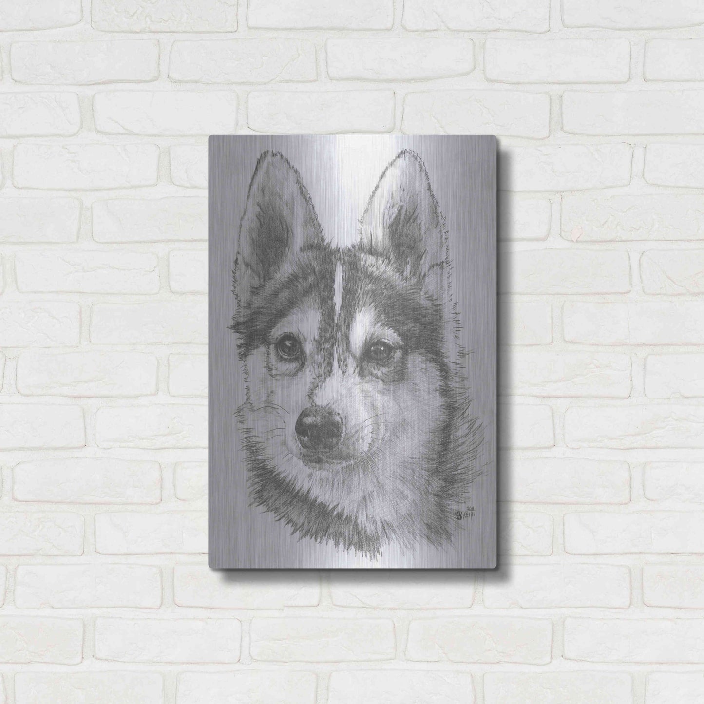 Luxe Metal Art 'Alaskan Klee Kai' by Barbara Keith, Metal Wall Art,16x24