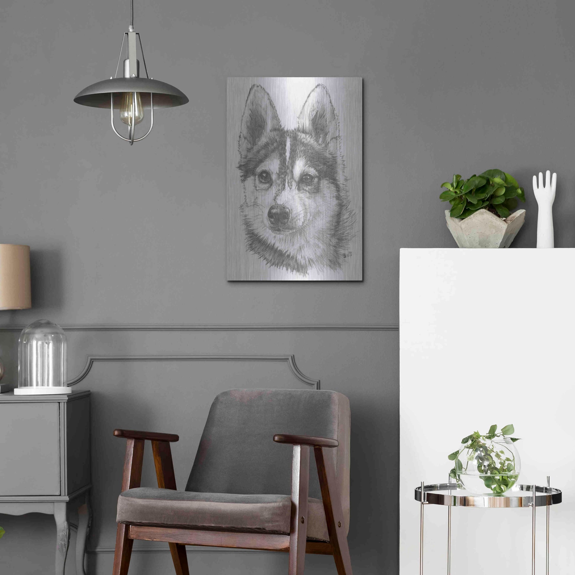 Luxe Metal Art 'Alaskan Klee Kai' by Barbara Keith, Metal Wall Art,16x24