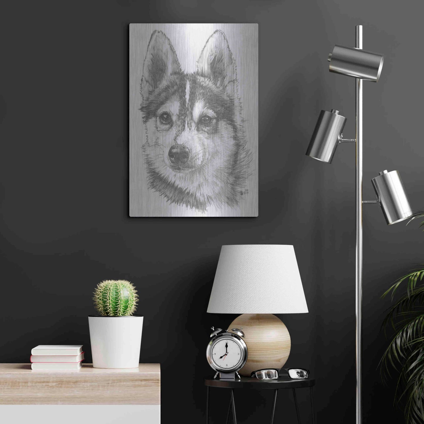 Luxe Metal Art 'Alaskan Klee Kai' by Barbara Keith, Metal Wall Art,16x24