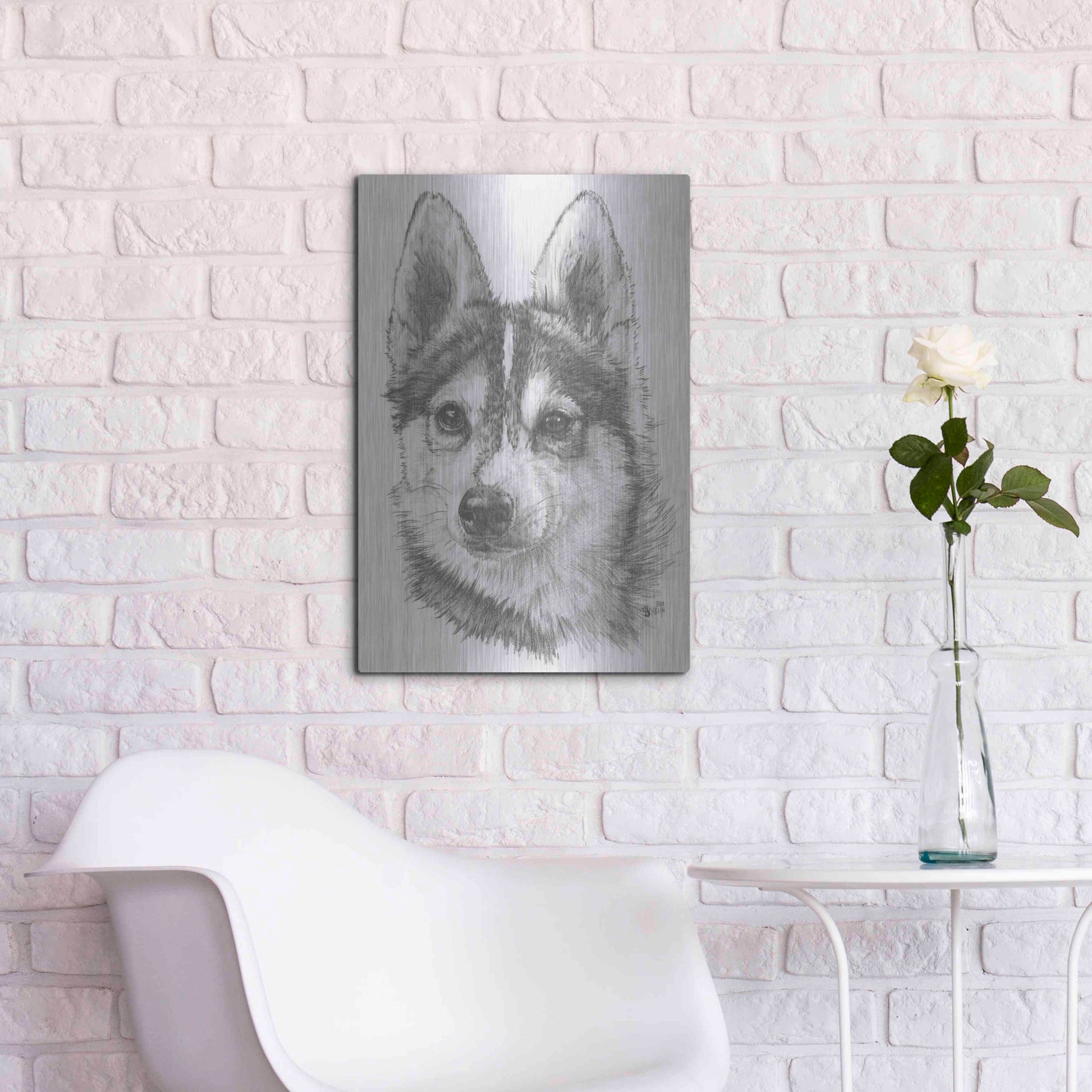 Luxe Metal Art 'Alaskan Klee Kai' by Barbara Keith, Metal Wall Art,16x24