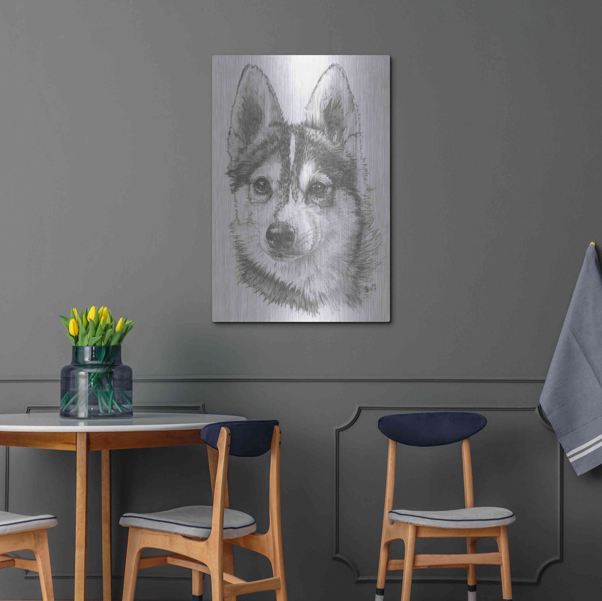 Luxe Metal Art 'Alaskan Klee Kai' by Barbara Keith, Metal Wall Art,24x36