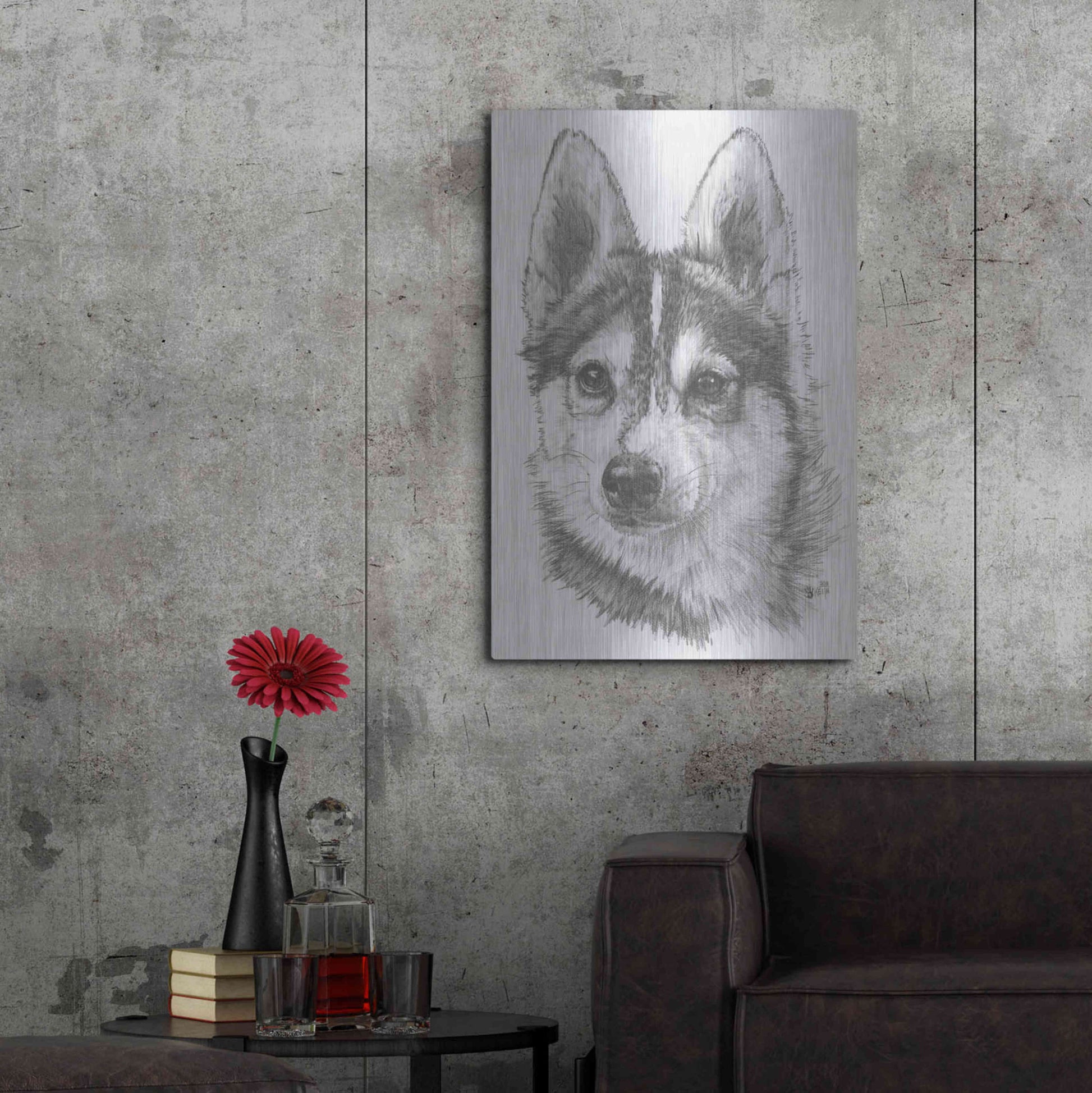 Luxe Metal Art 'Alaskan Klee Kai' by Barbara Keith, Metal Wall Art,24x36