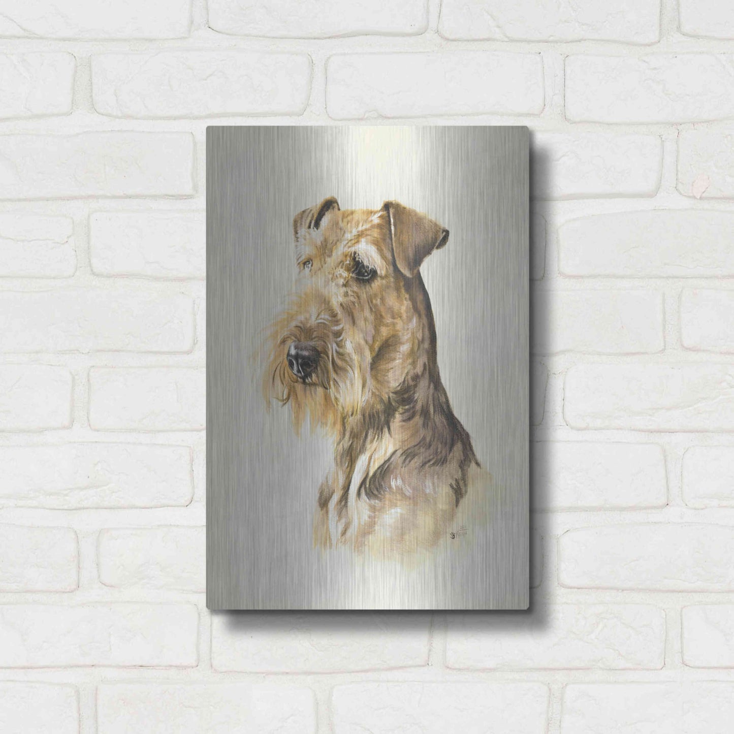 Luxe Metal Art 'Airedale' by Barbara Keith, Metal Wall Art,12x16