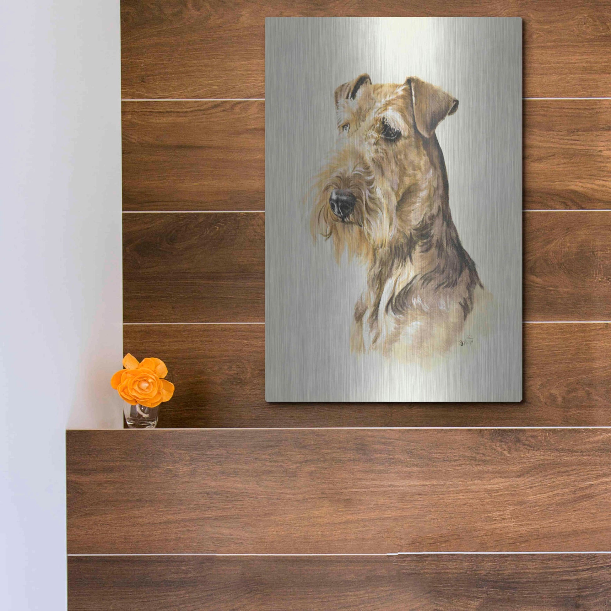 Luxe Metal Art 'Airedale' by Barbara Keith, Metal Wall Art,12x16