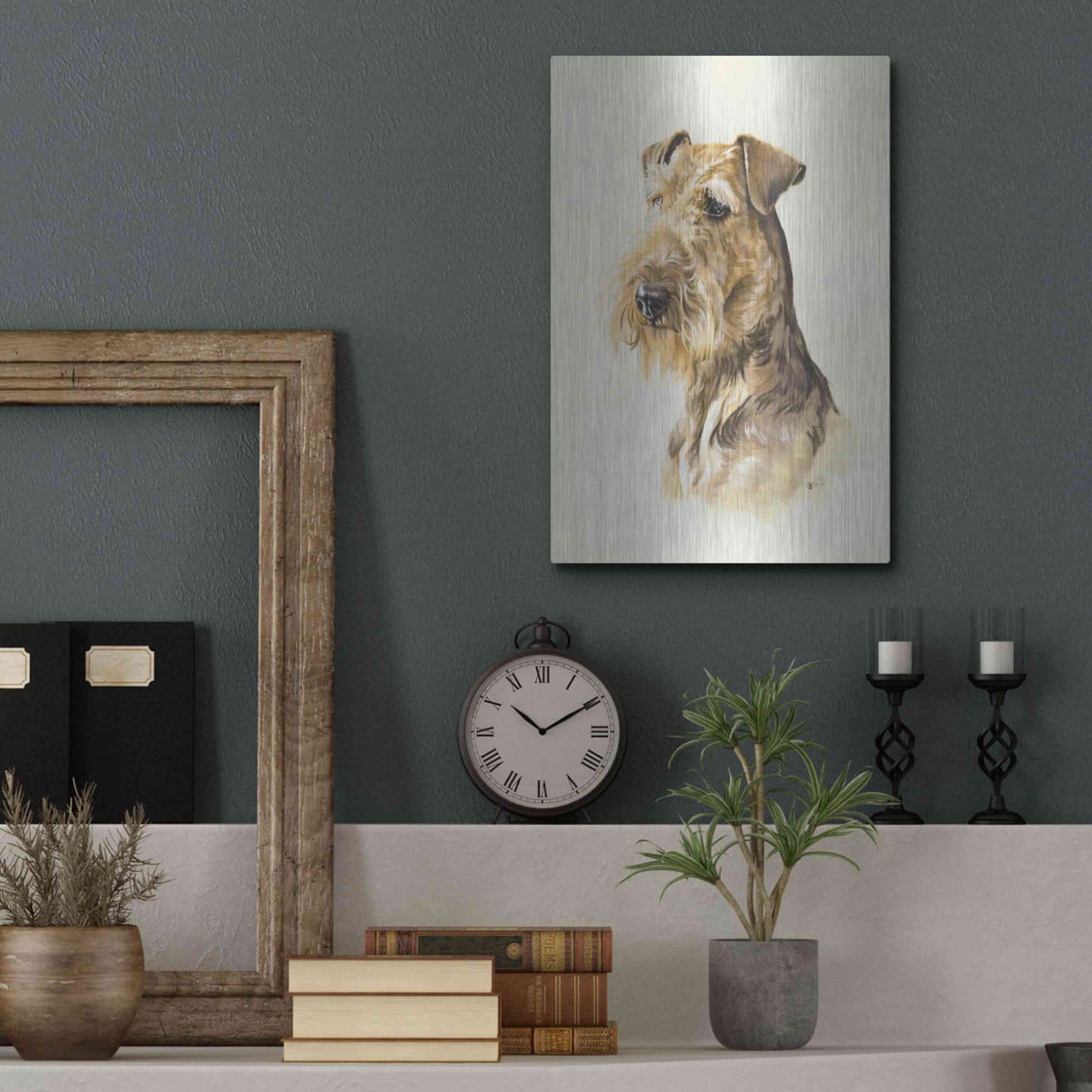 Luxe Metal Art 'Airedale' by Barbara Keith, Metal Wall Art,12x16