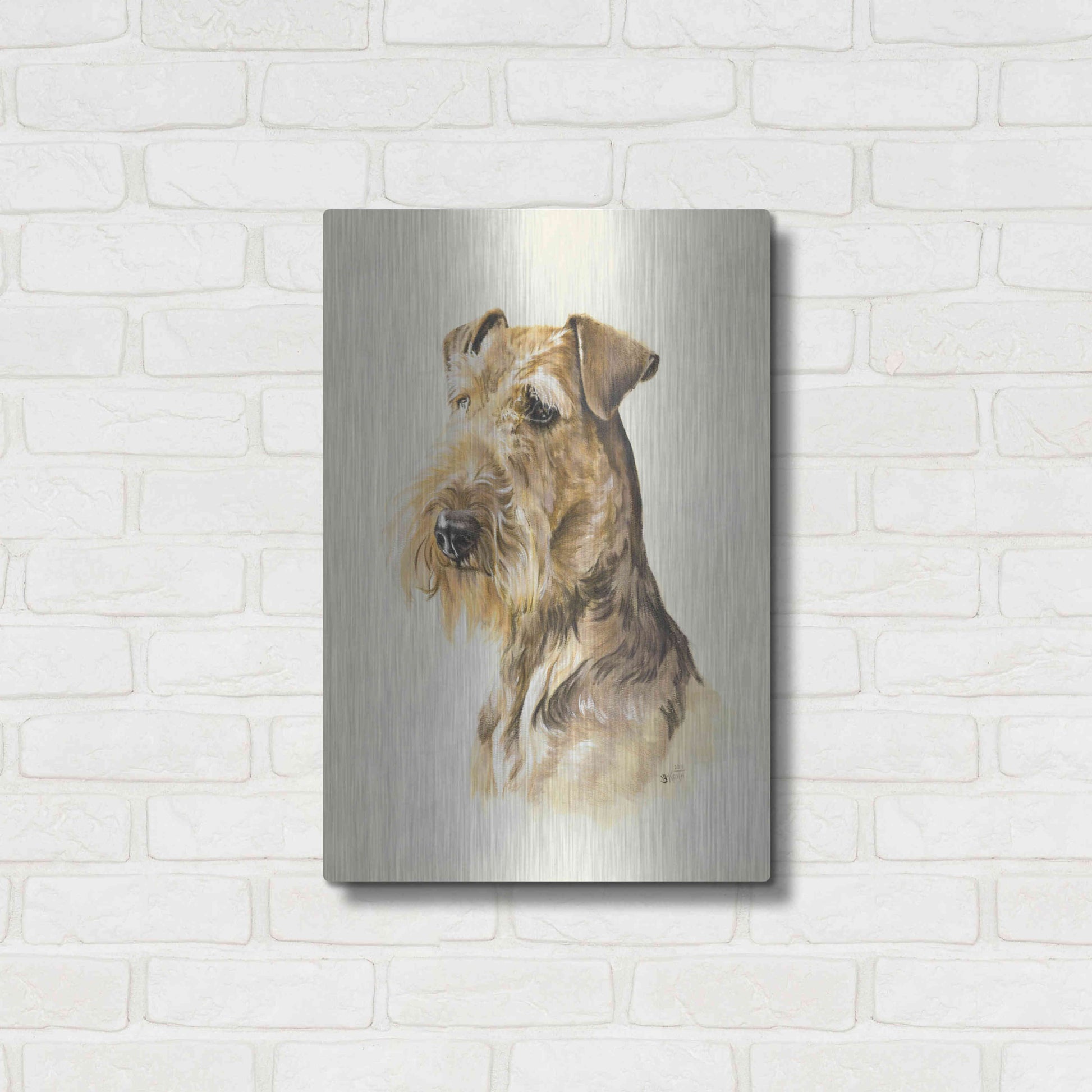 Luxe Metal Art 'Airedale' by Barbara Keith, Metal Wall Art,16x24