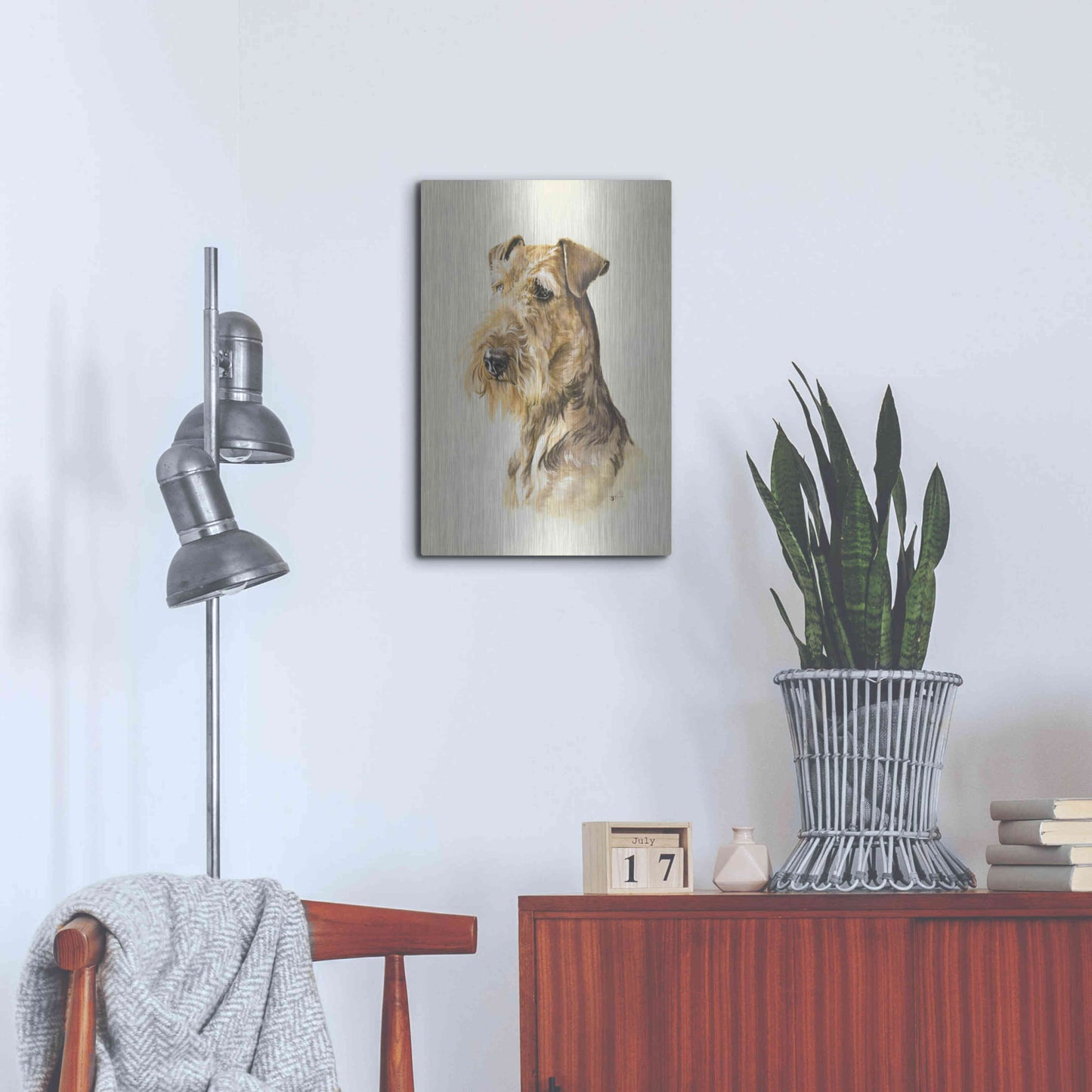 Luxe Metal Art 'Airedale' by Barbara Keith, Metal Wall Art,16x24