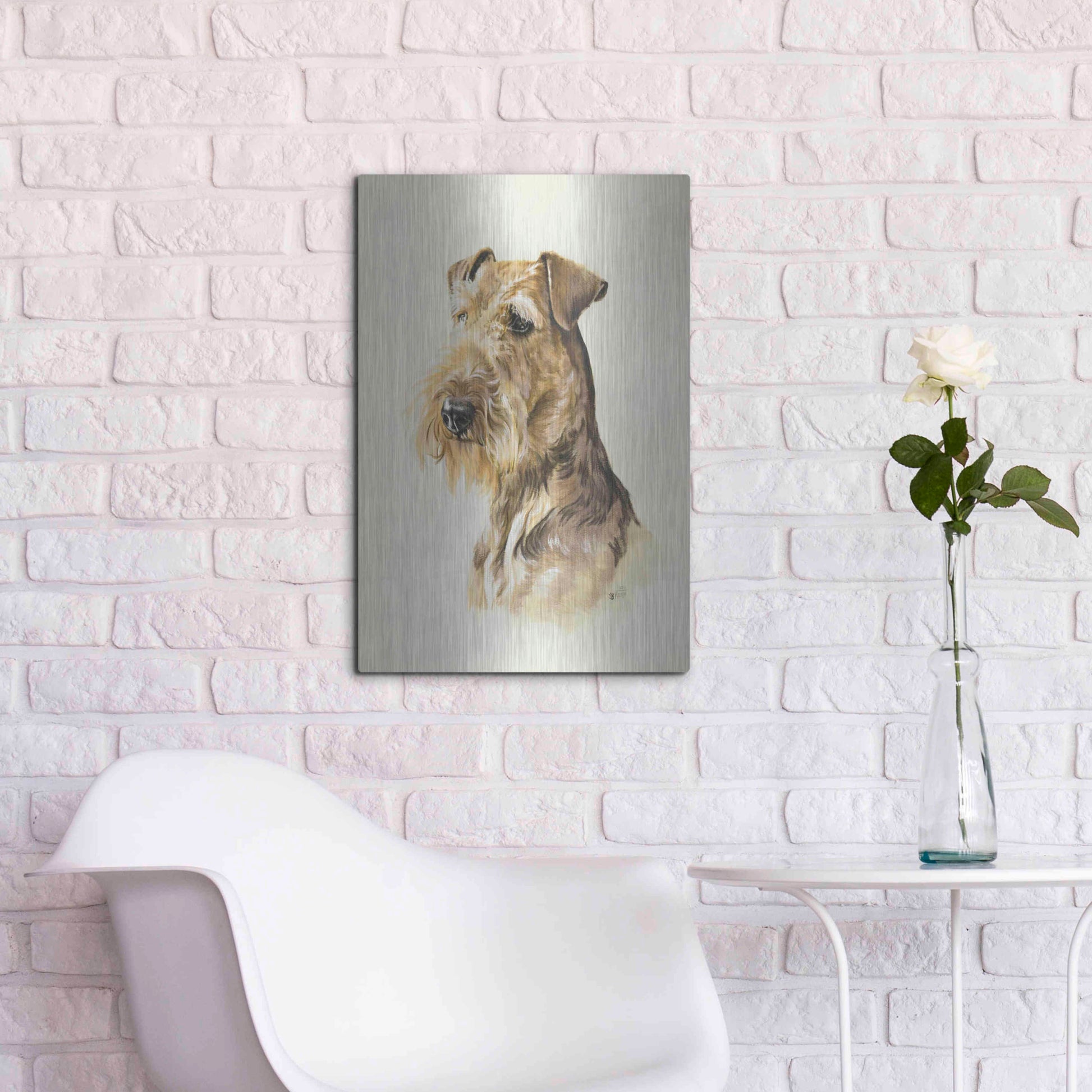 Luxe Metal Art 'Airedale' by Barbara Keith, Metal Wall Art,16x24