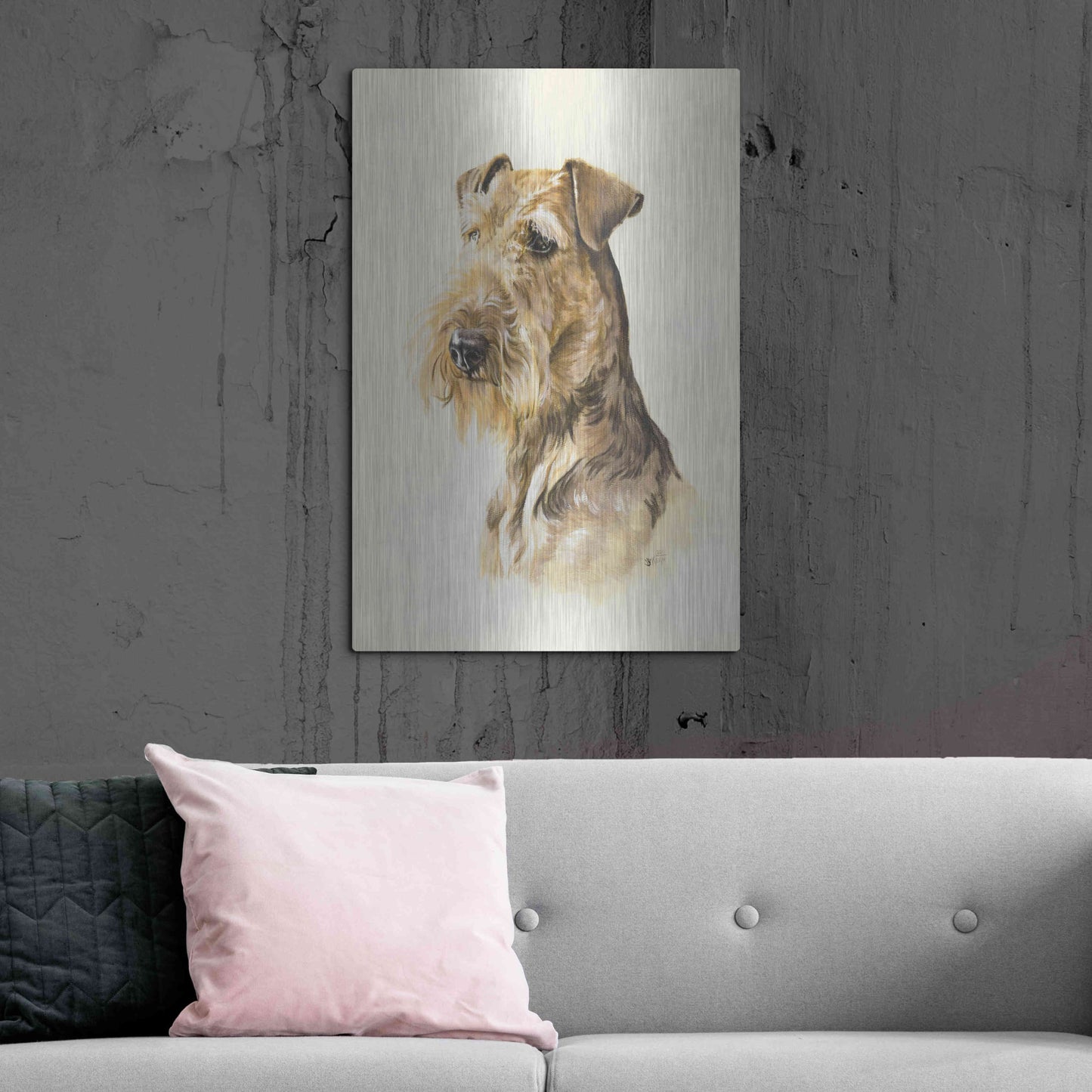 Luxe Metal Art 'Airedale' by Barbara Keith, Metal Wall Art,24x36