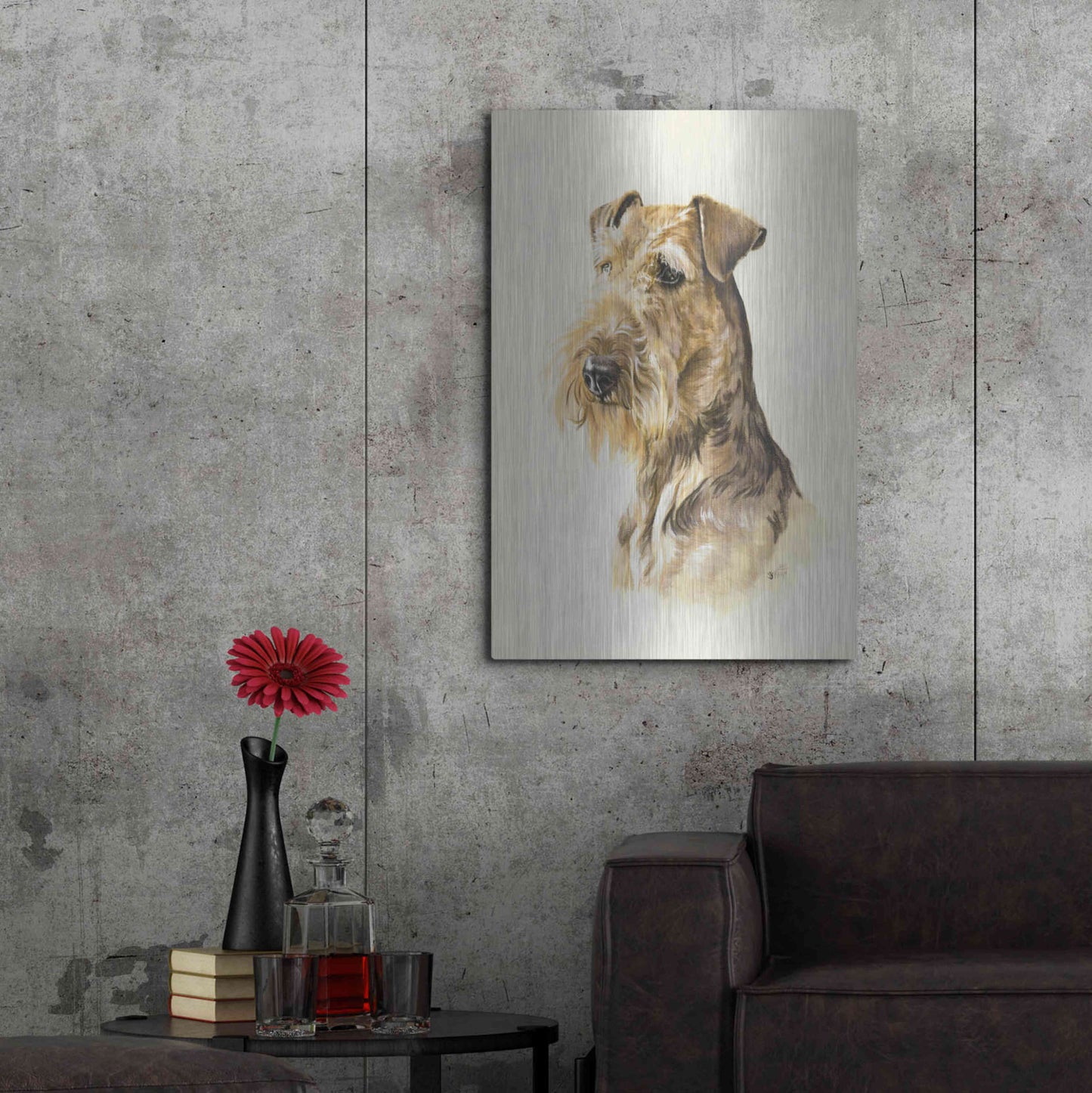 Luxe Metal Art 'Airedale' by Barbara Keith, Metal Wall Art,24x36