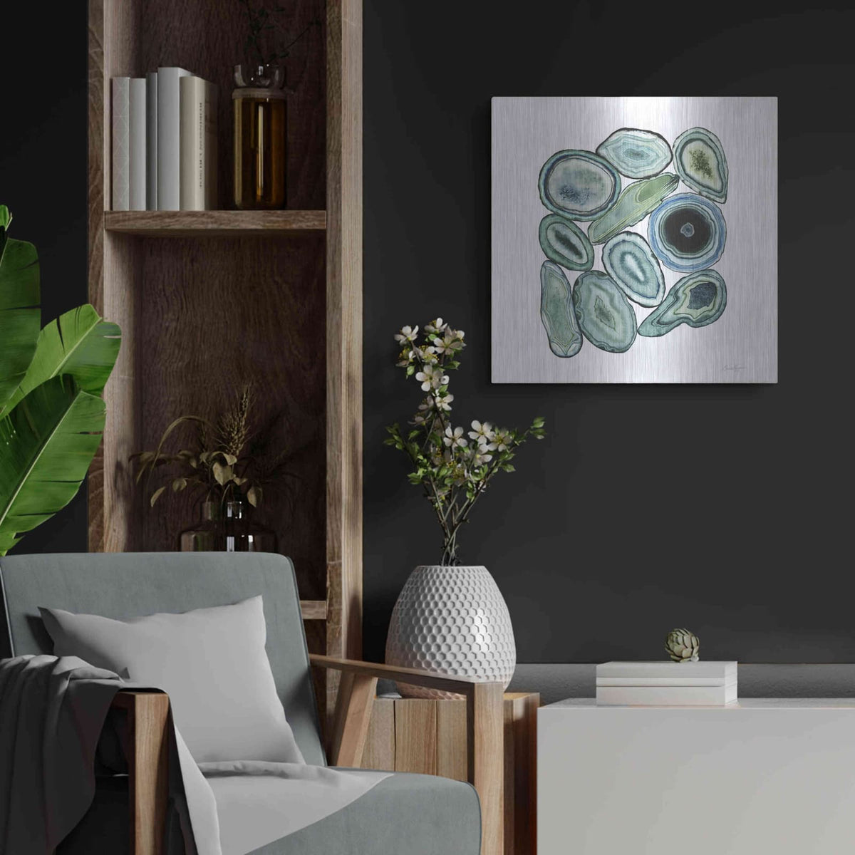 'Stacked Agate I' by Grace Popp – Metal Wall Art, 24x24 room view