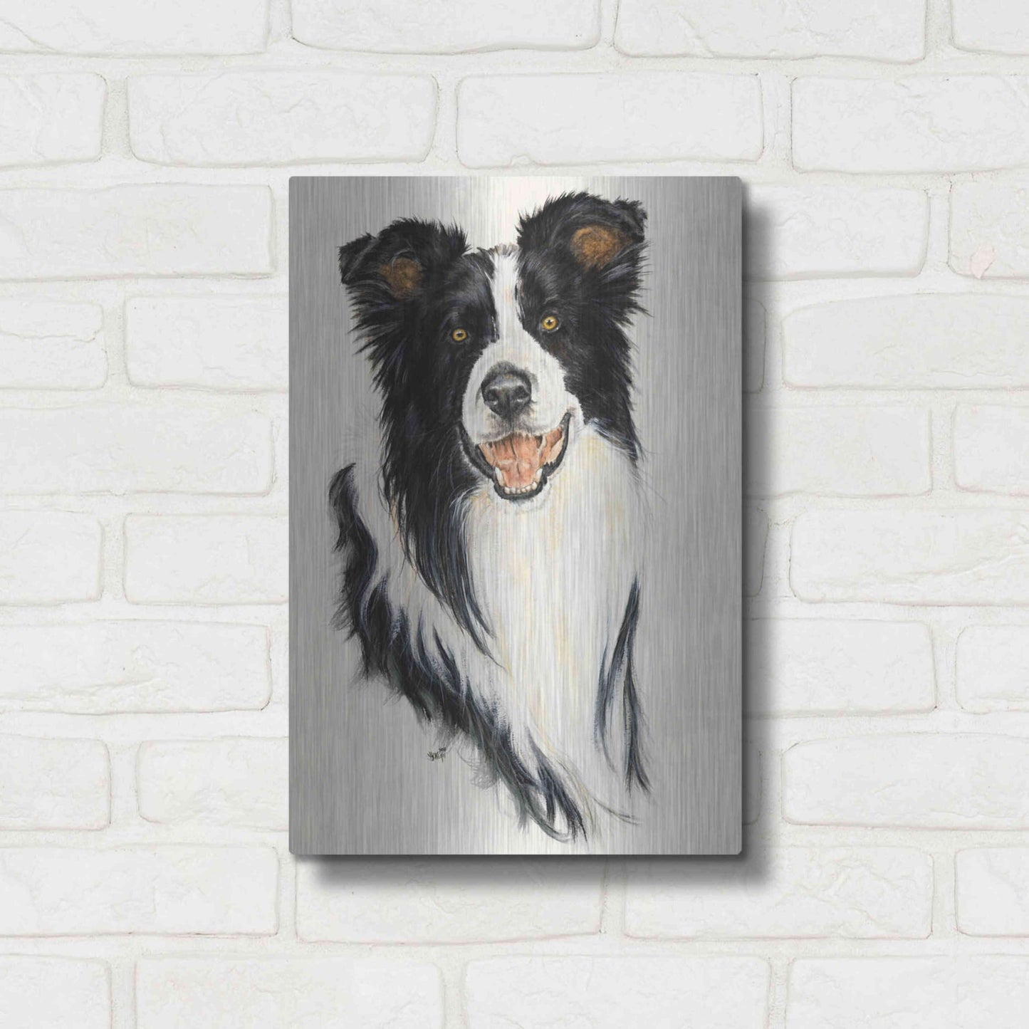 Luxe Metal Art 'Border Collie' by Barbara Keith, Metal Wall Art,12x16