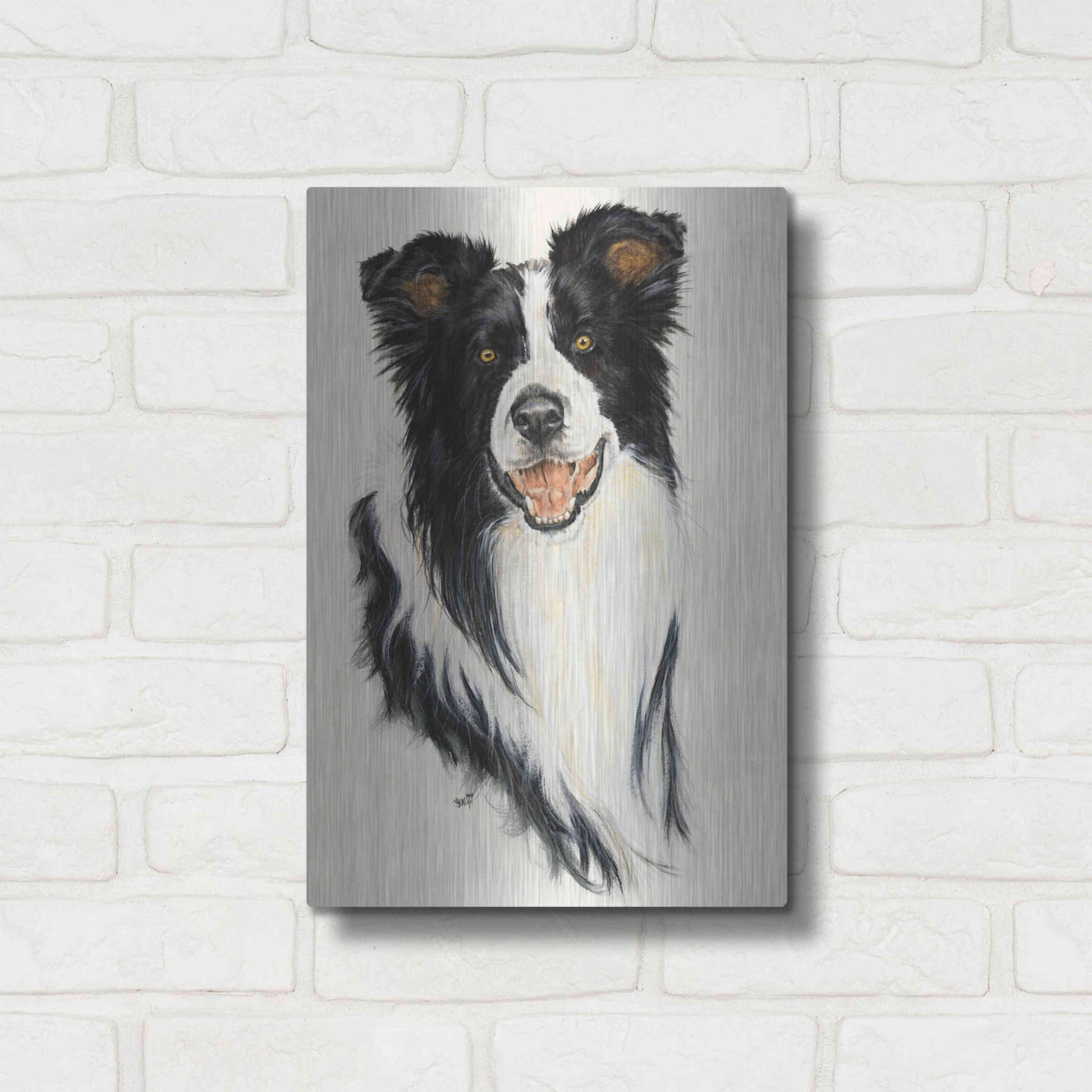 Luxe Metal Art 'Border Collie' by Barbara Keith, Metal Wall Art,12x16