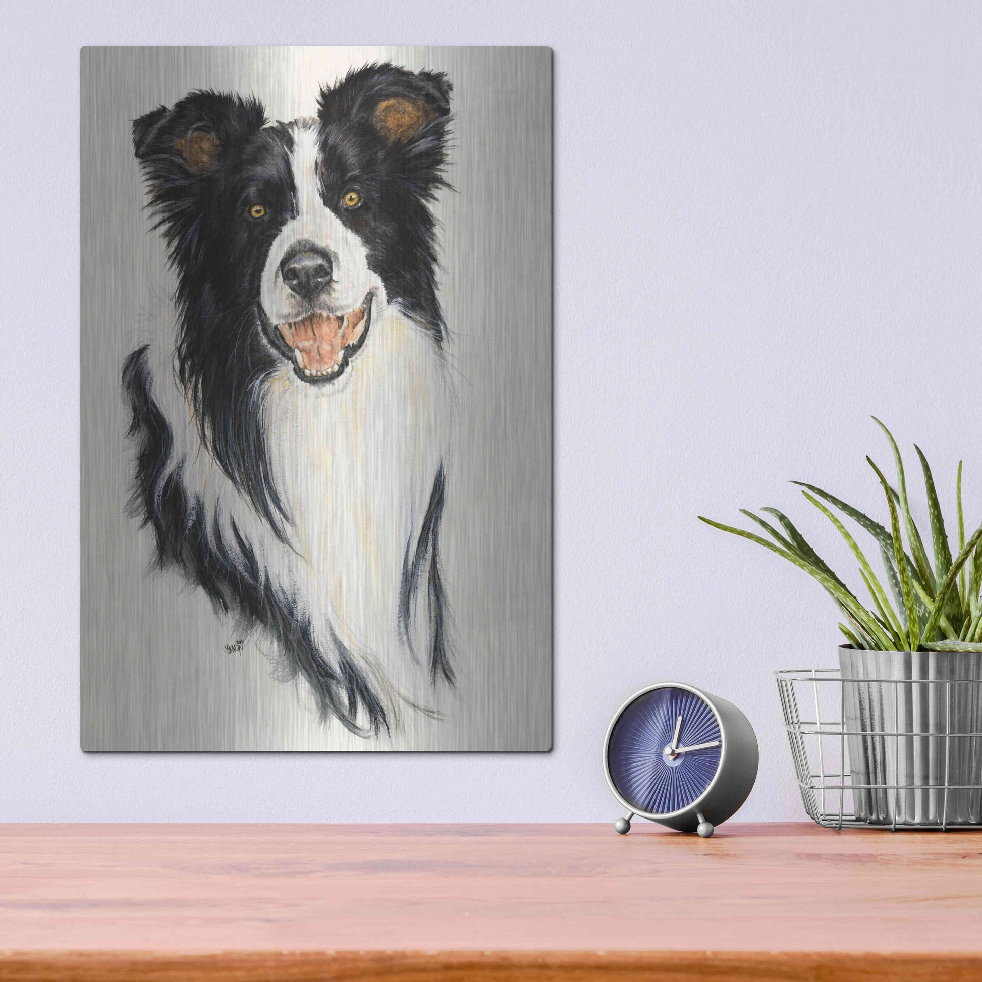Luxe Metal Art 'Border Collie' by Barbara Keith, Metal Wall Art,12x16