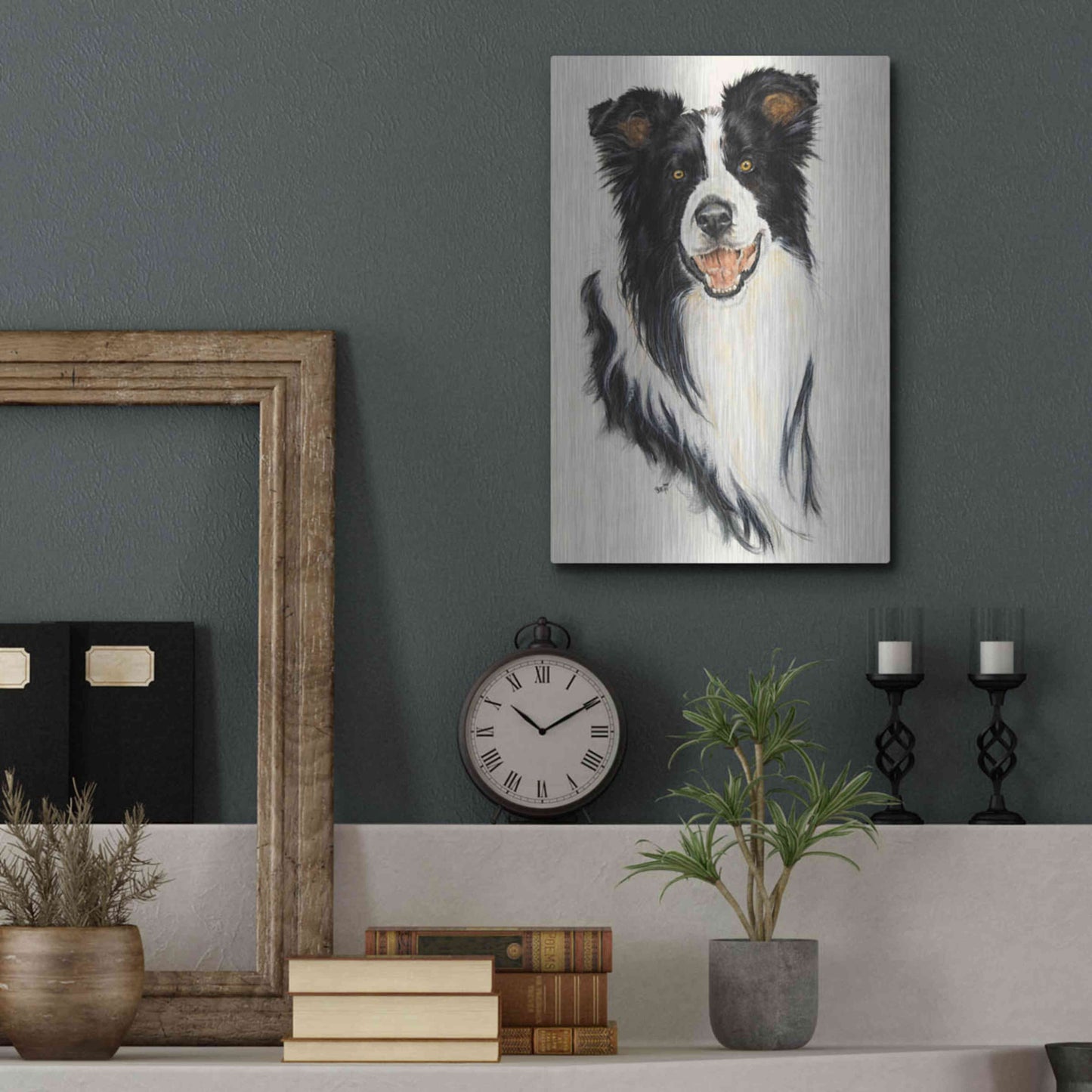 Luxe Metal Art 'Border Collie' by Barbara Keith, Metal Wall Art,12x16