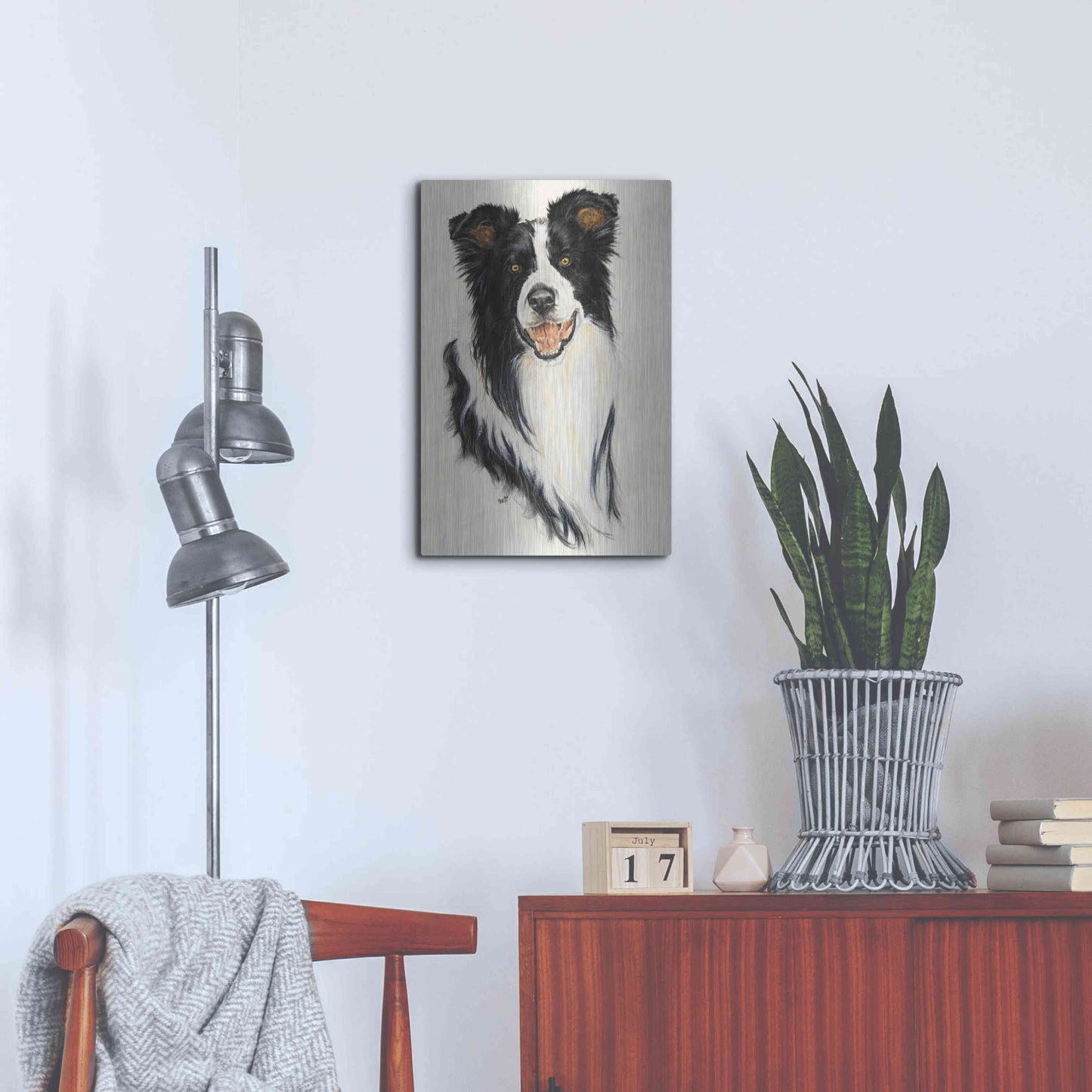 Luxe Metal Art 'Border Collie' by Barbara Keith, Metal Wall Art,16x24