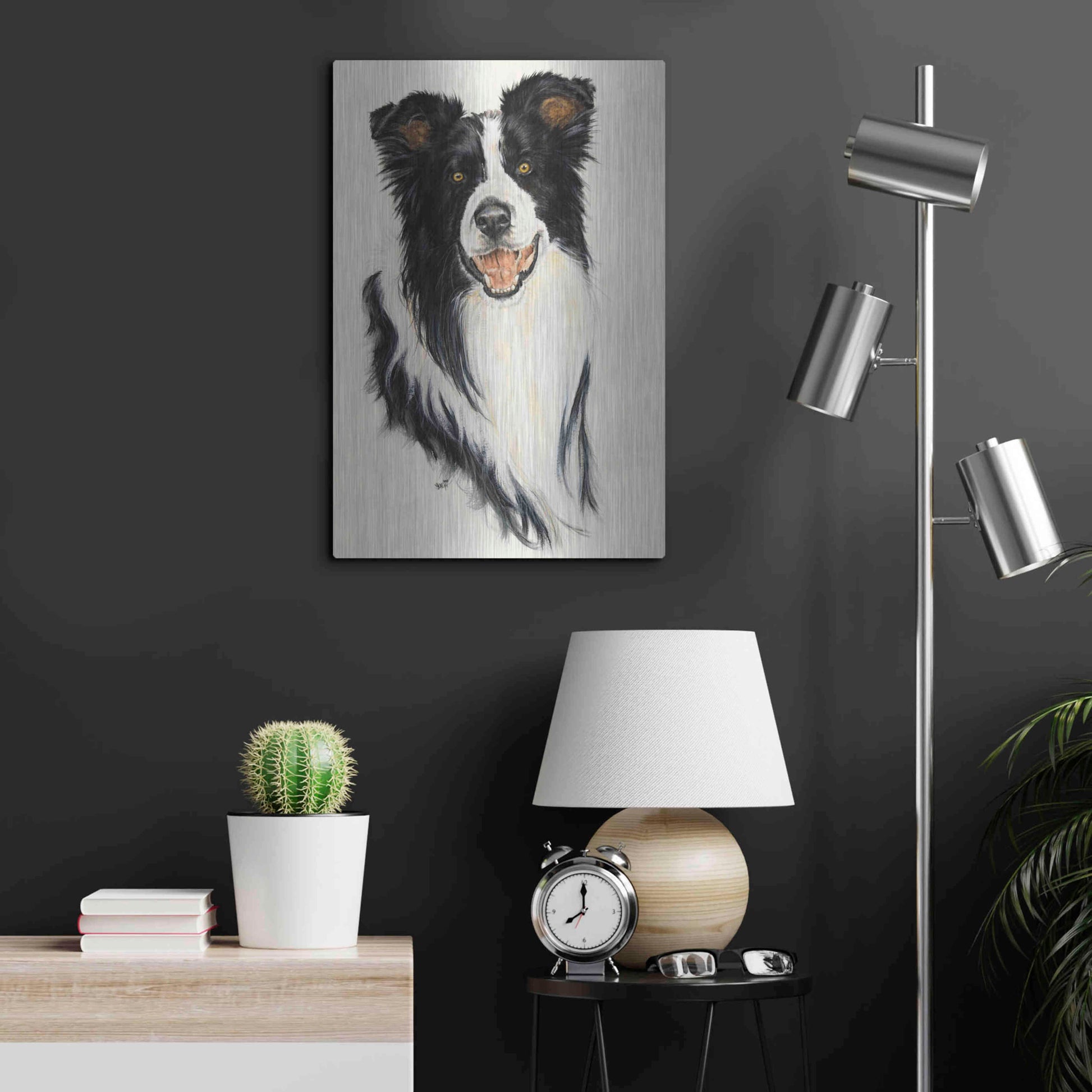 Luxe Metal Art 'Border Collie' by Barbara Keith, Metal Wall Art,16x24