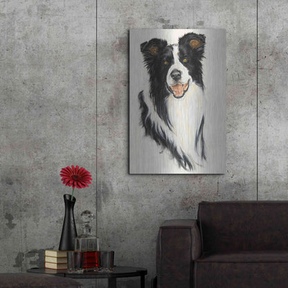 Luxe Metal Art 'Border Collie' by Barbara Keith, Metal Wall Art,24x36