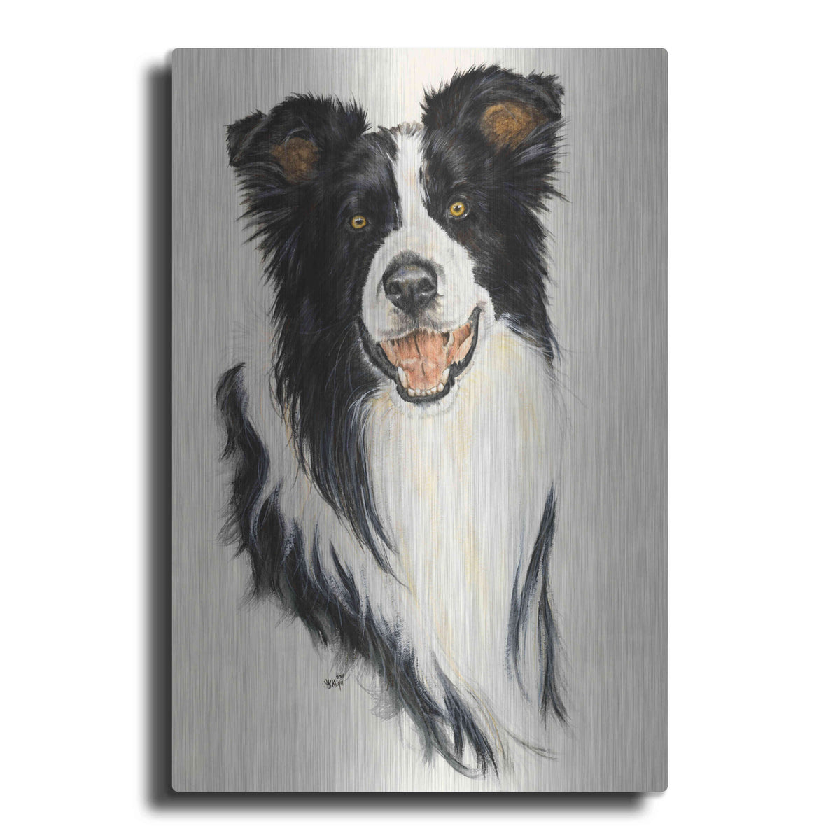 Luxe Metal Art 'Border Collie' by Barbara Keith, Metal Wall Art