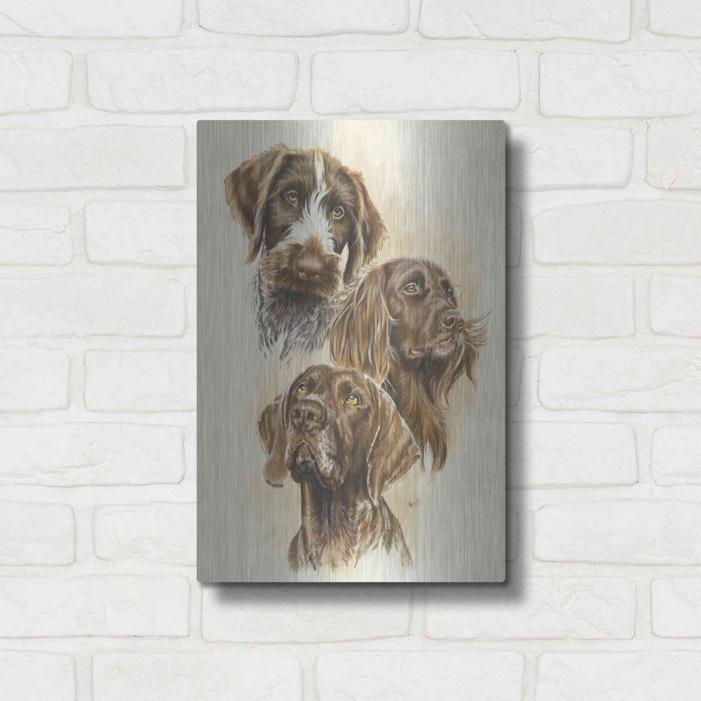 Luxe Metal Art 'German Pointers' by Barbara Keith, Metal Wall Art,12x16