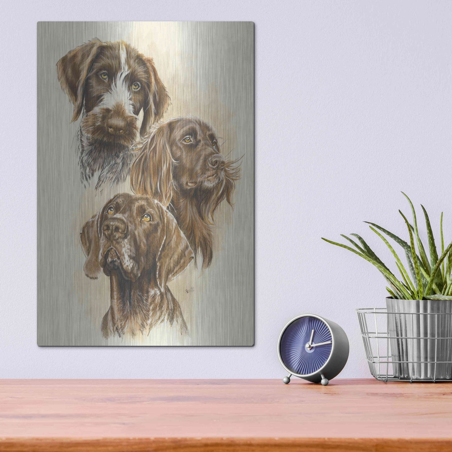 Luxe Metal Art 'German Pointers' by Barbara Keith, Metal Wall Art,12x16