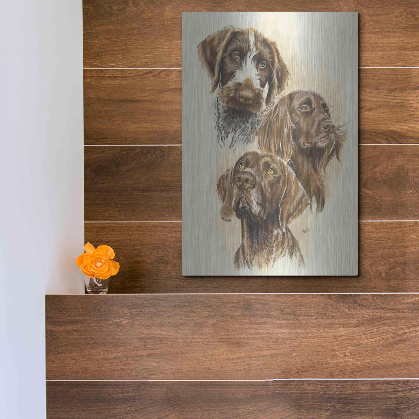 Luxe Metal Art 'German Pointers' by Barbara Keith, Metal Wall Art,12x16