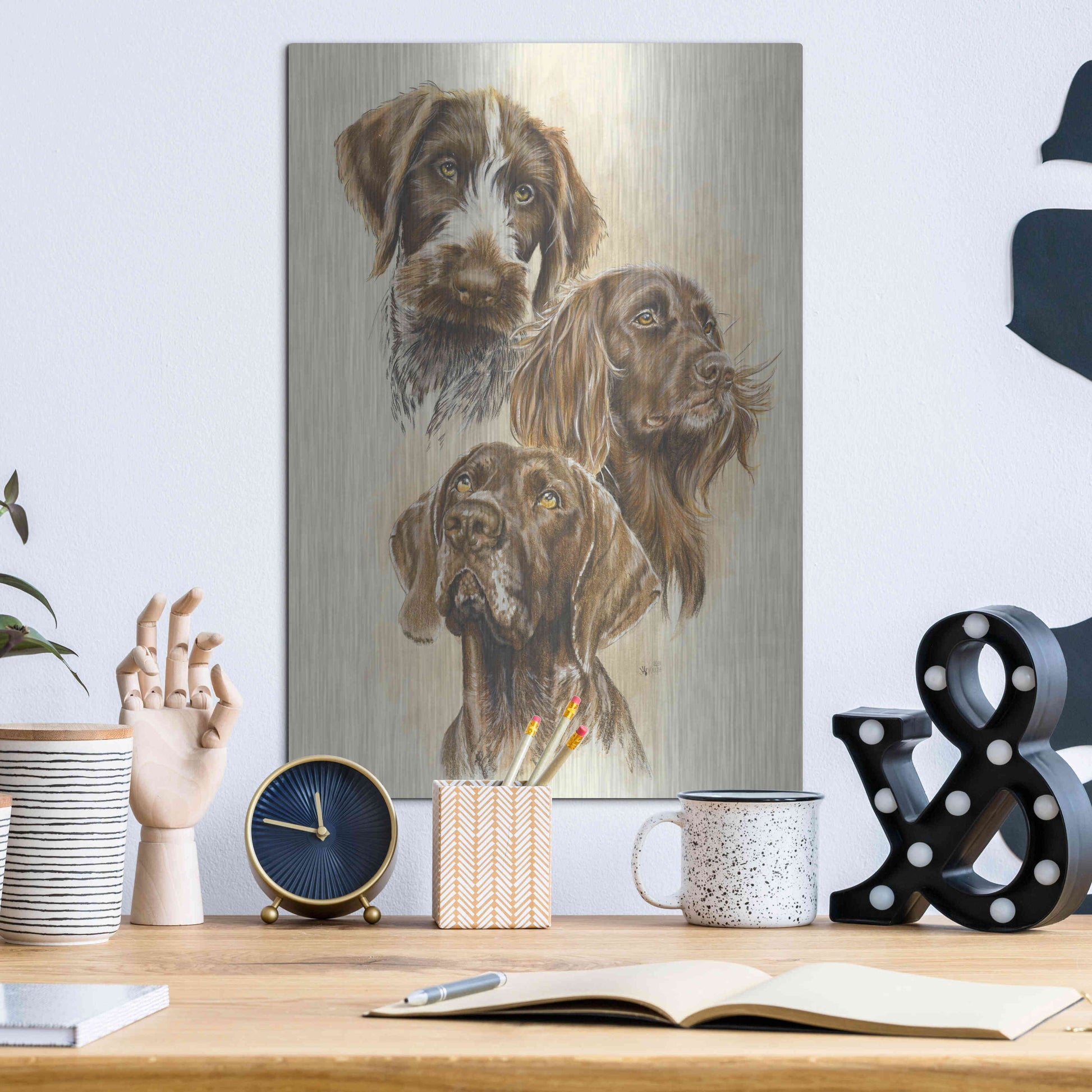 Luxe Metal Art 'German Pointers' by Barbara Keith, Metal Wall Art,12x16