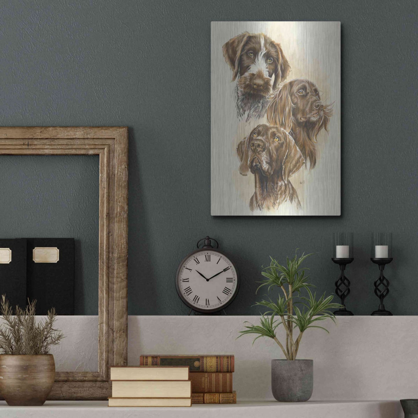 Luxe Metal Art 'German Pointers' by Barbara Keith, Metal Wall Art,12x16