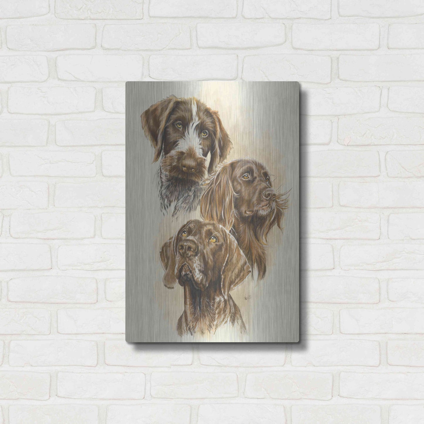 Luxe Metal Art 'German Pointers' by Barbara Keith, Metal Wall Art,16x24
