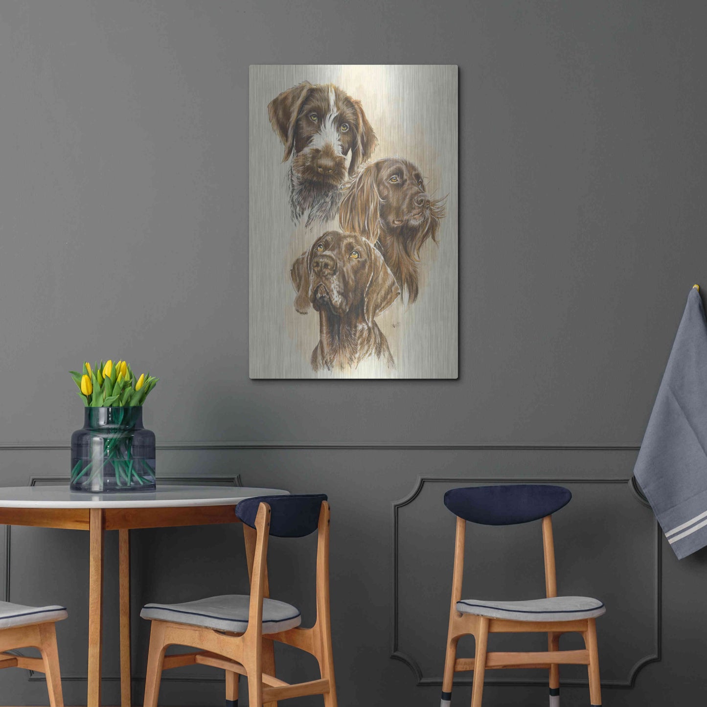 Luxe Metal Art 'German Pointers' by Barbara Keith, Metal Wall Art,24x36
