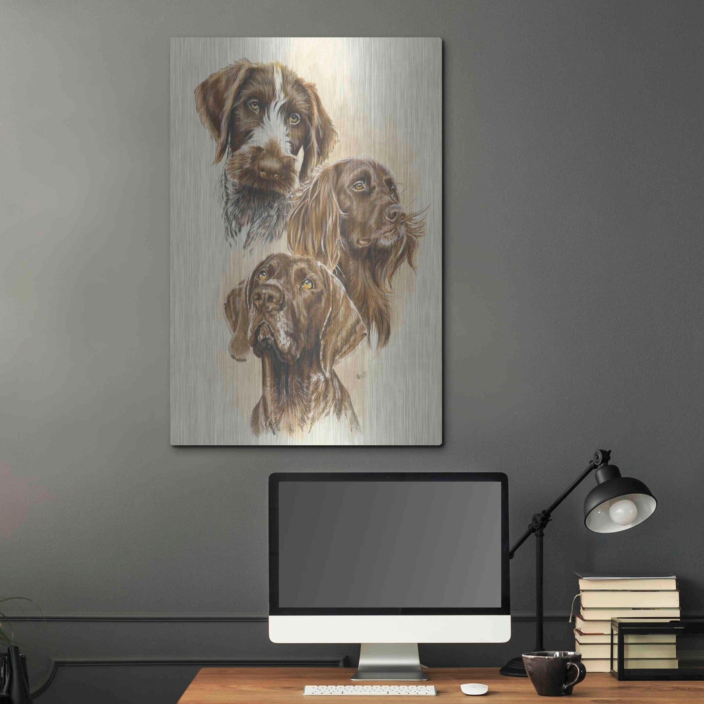 Luxe Metal Art 'German Pointers' by Barbara Keith, Metal Wall Art,24x36