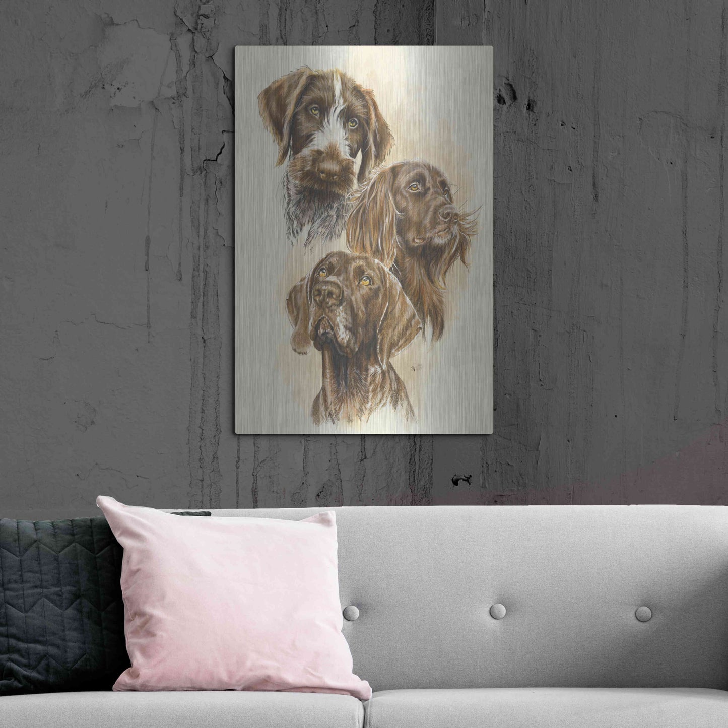 Luxe Metal Art 'German Pointers' by Barbara Keith, Metal Wall Art,24x36