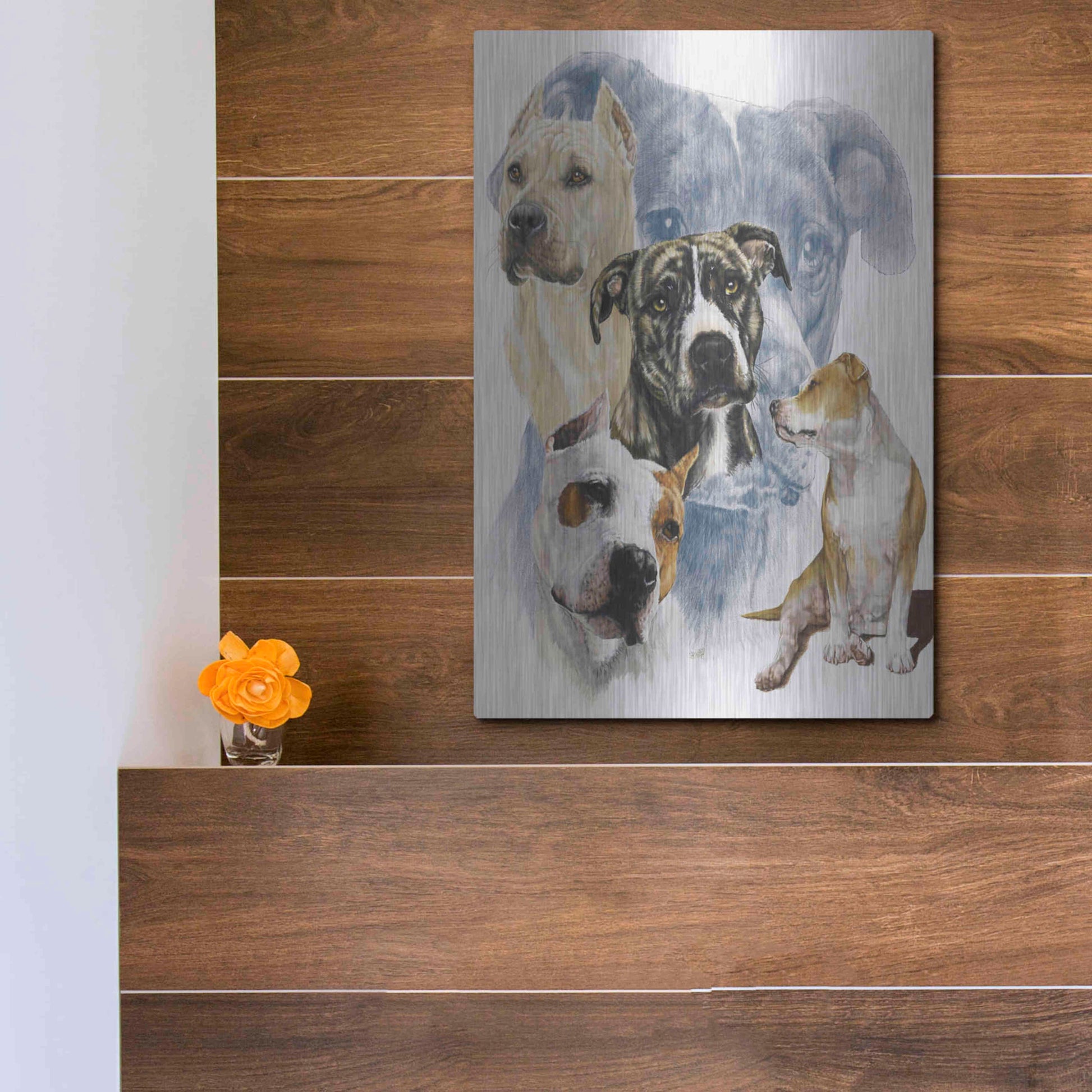 Luxe Metal Art 'American Staffordshire Terrier' by Barbara Keith, Metal Wall Art,12x16