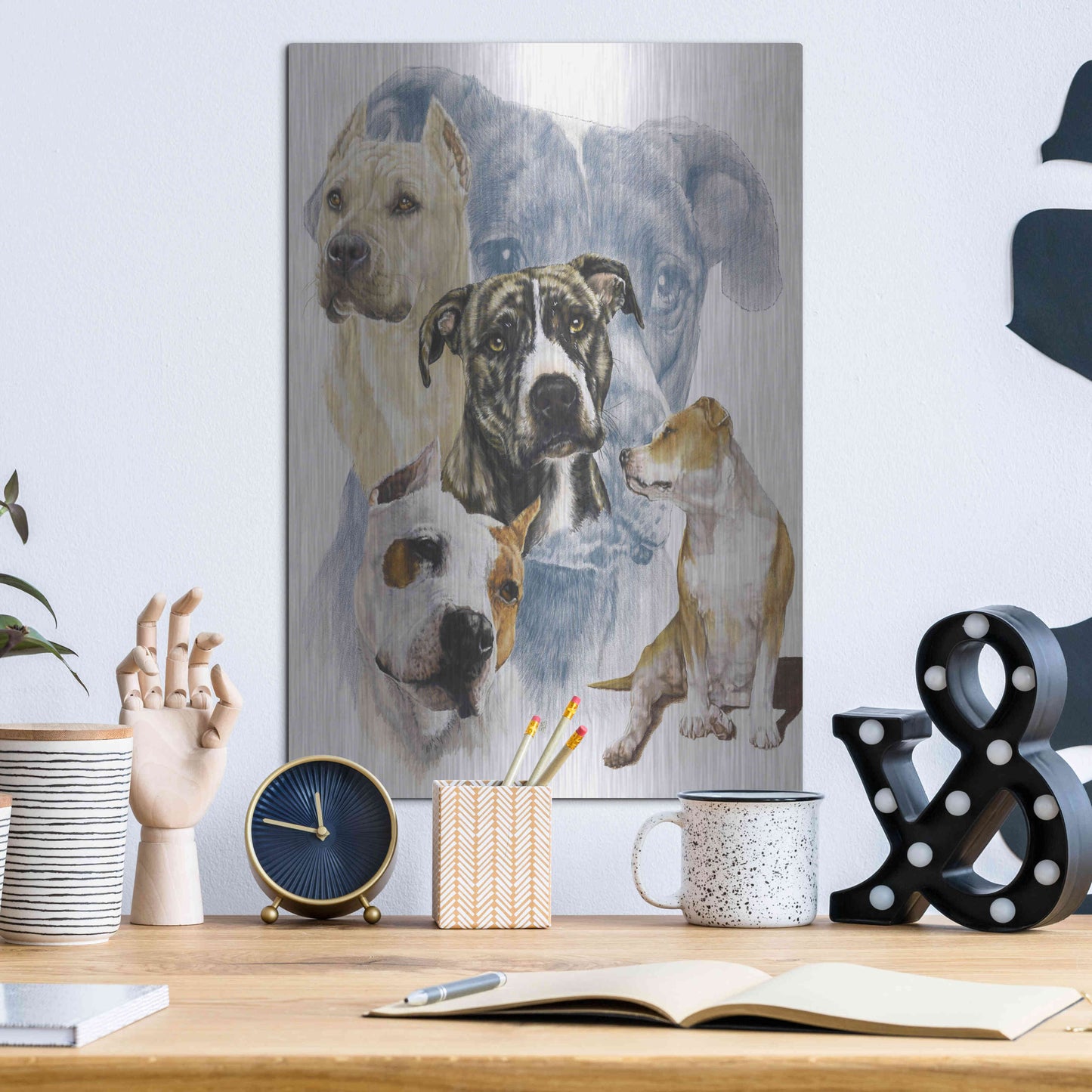 Luxe Metal Art 'American Staffordshire Terrier' by Barbara Keith, Metal Wall Art,12x16