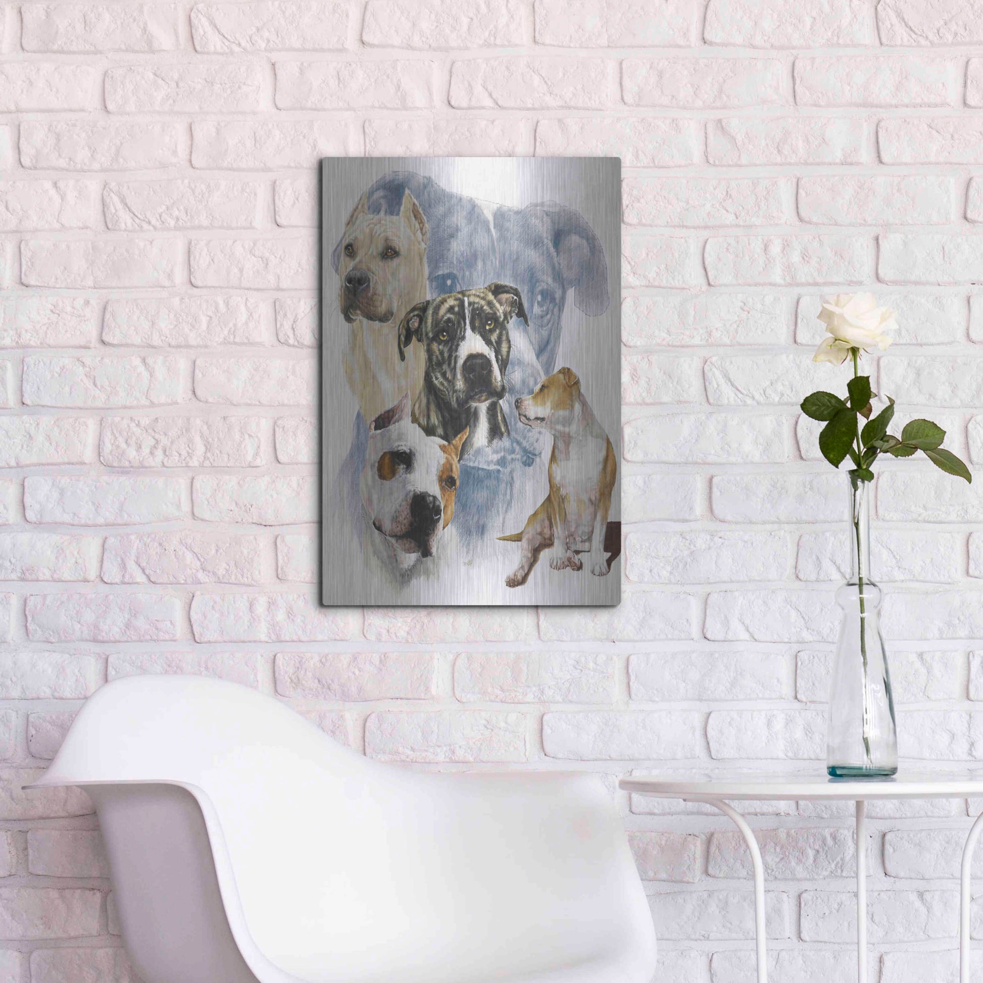 Luxe Metal Art 'American Staffordshire Terrier' by Barbara Keith, Metal Wall Art,16x24