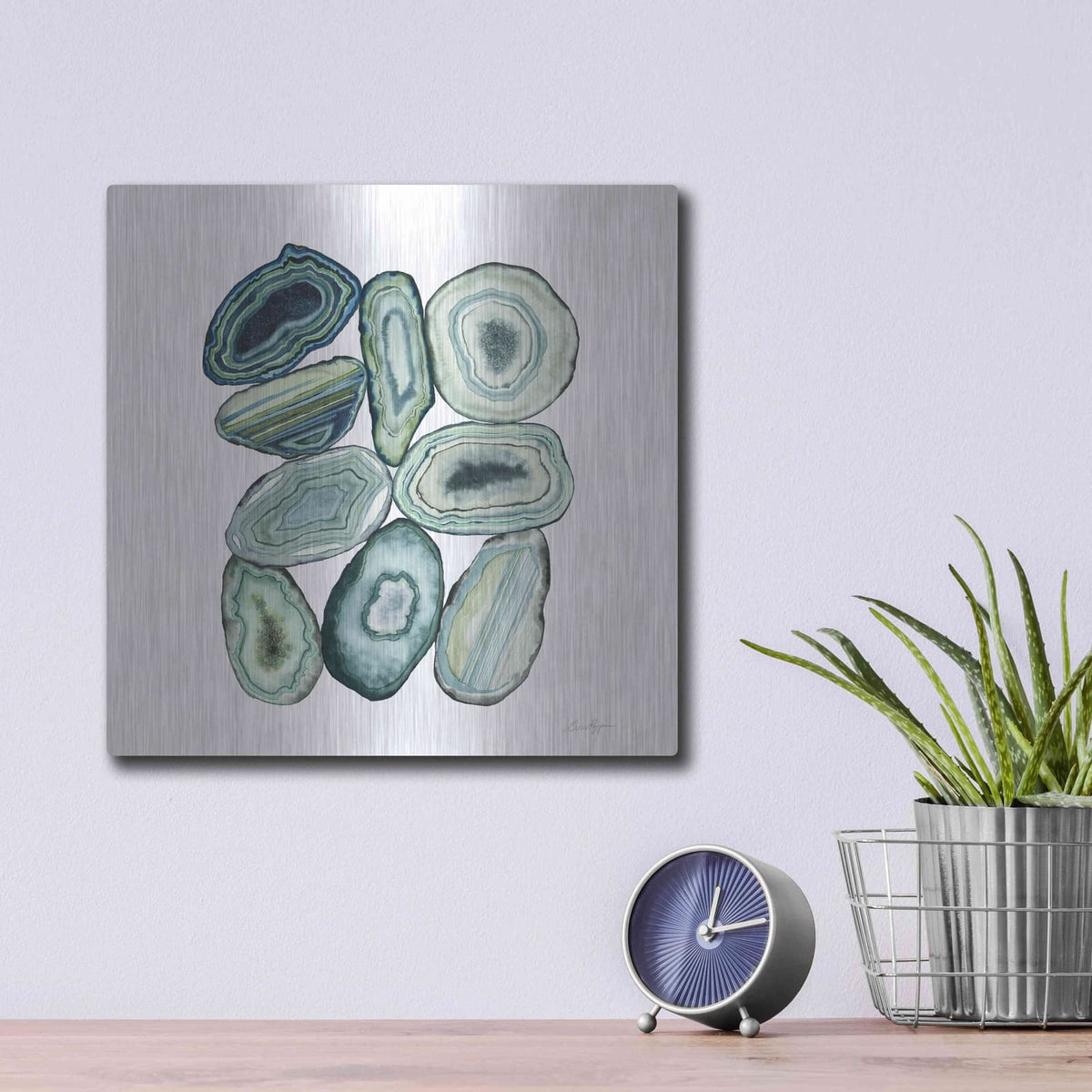 'Stacked Agate II' by Grace Popp – Metal Wall Art, 12x12 room view
