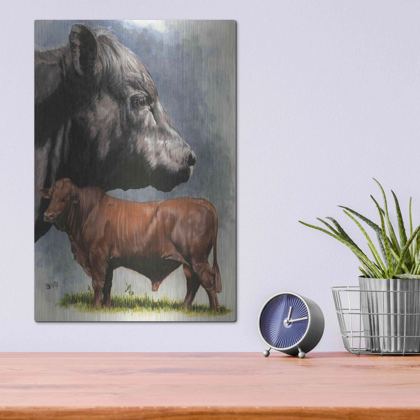 Luxe Metal Art 'Angus Cattle' by Barbara Keith, Metal Wall Art,12x16