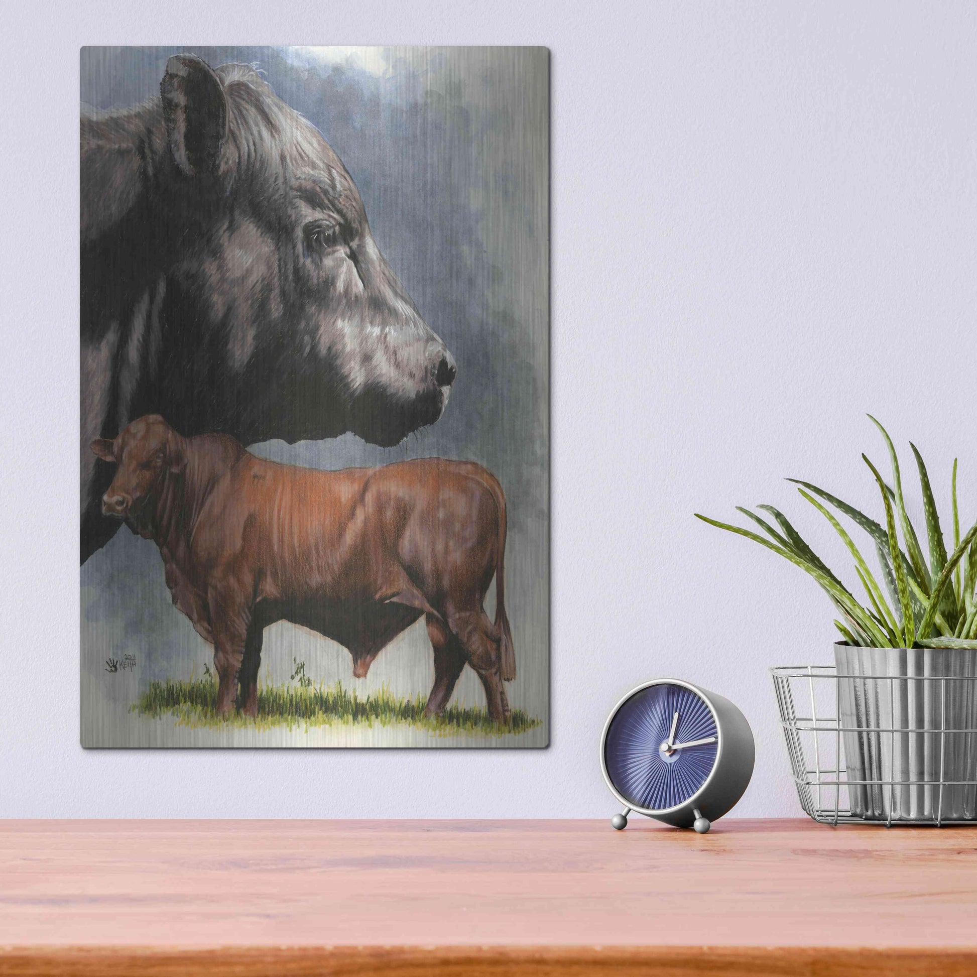 Luxe Metal Art 'Angus Cattle' by Barbara Keith, Metal Wall Art,12x16