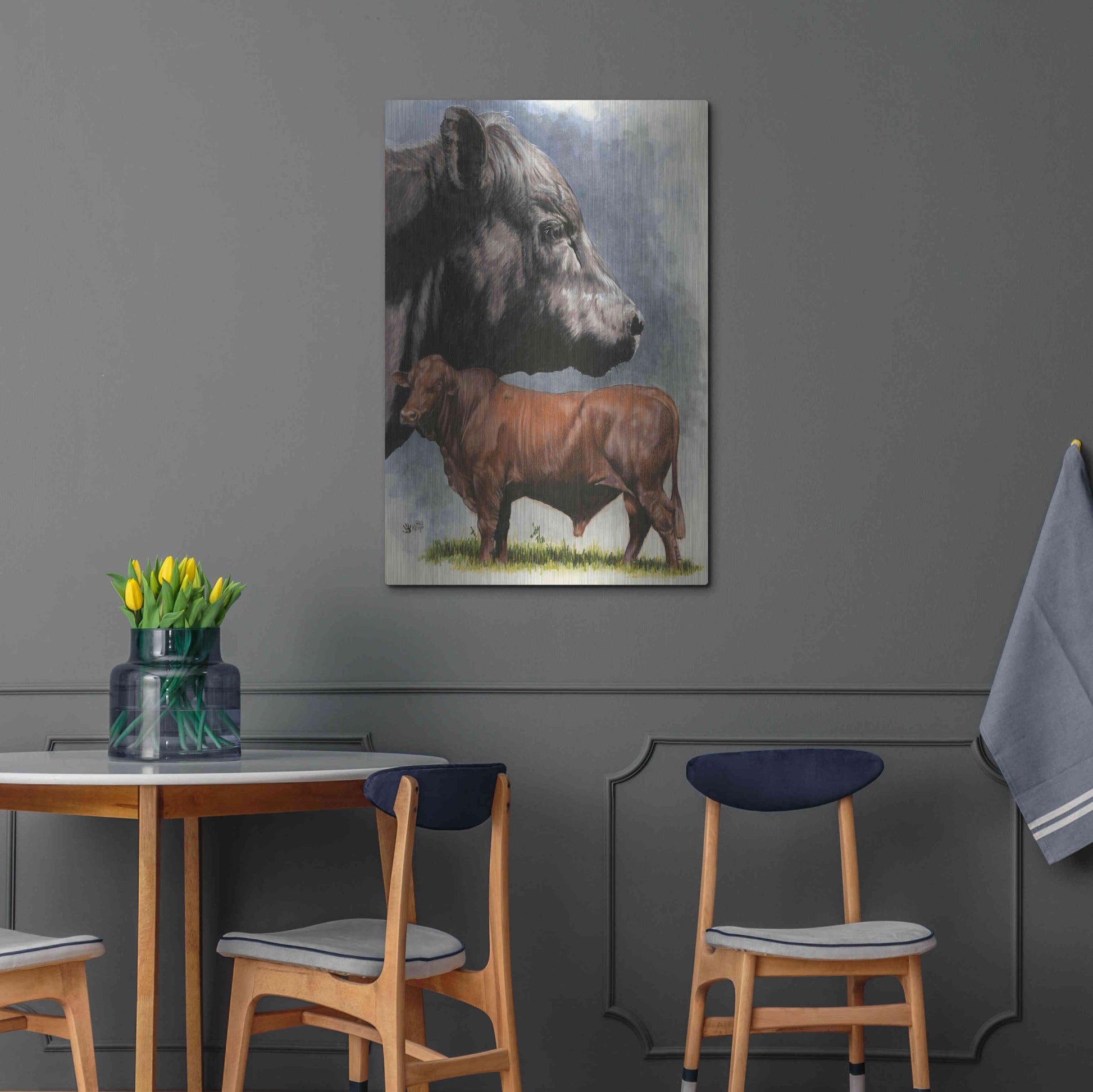 Luxe Metal Art 'Angus Cattle' by Barbara Keith, Metal Wall Art,24x36