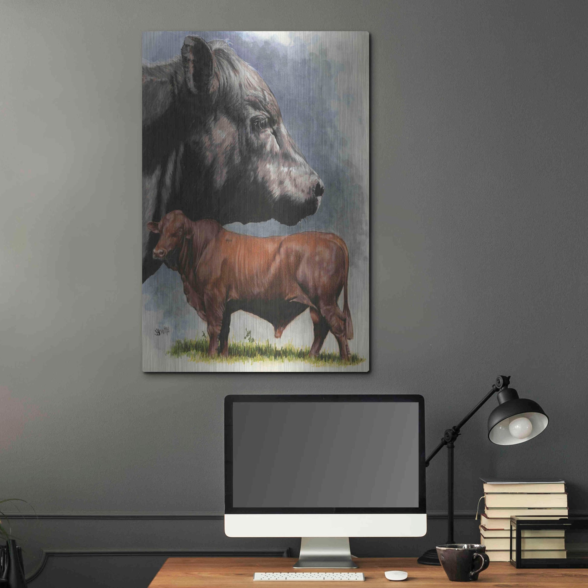 Luxe Metal Art 'Angus Cattle' by Barbara Keith, Metal Wall Art,24x36