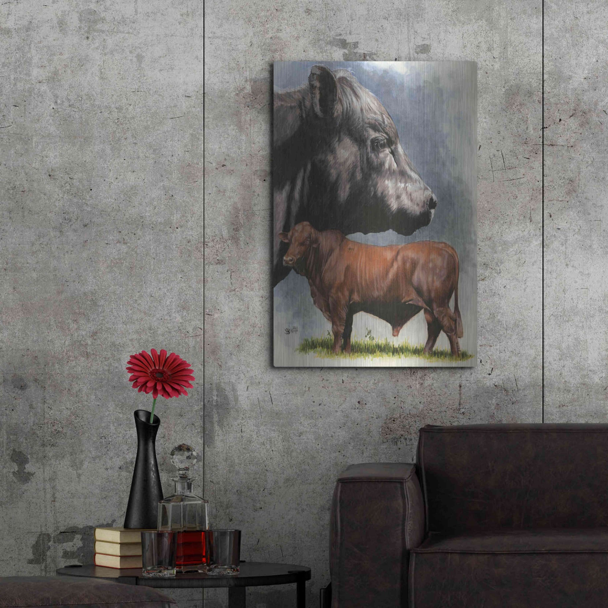 Luxe Metal Art 'Angus Cattle' by Barbara Keith, Metal Wall Art,24x36