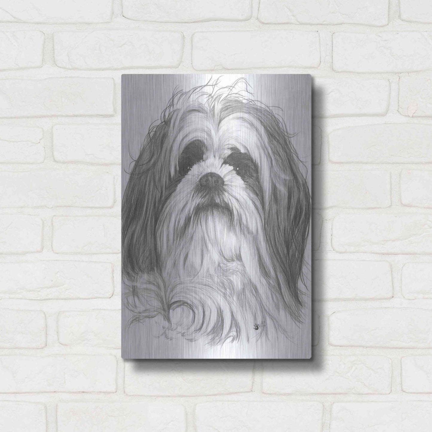 Luxe Metal Art 'Shih-Poo' by Barbara Keith, Metal Wall Art,12x16